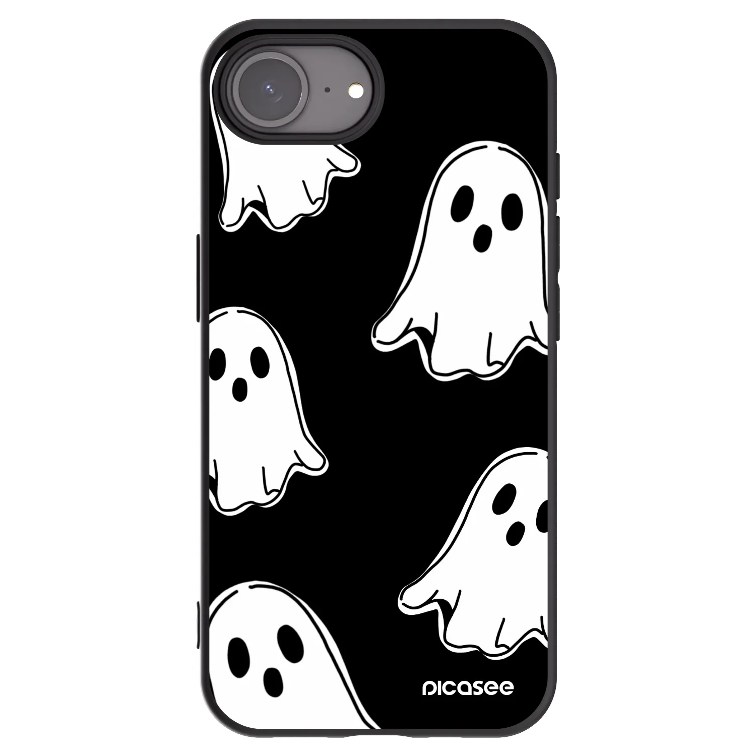 Picasee silikónový čierny obal pre Apple iPhone 16e - Black ghosts
