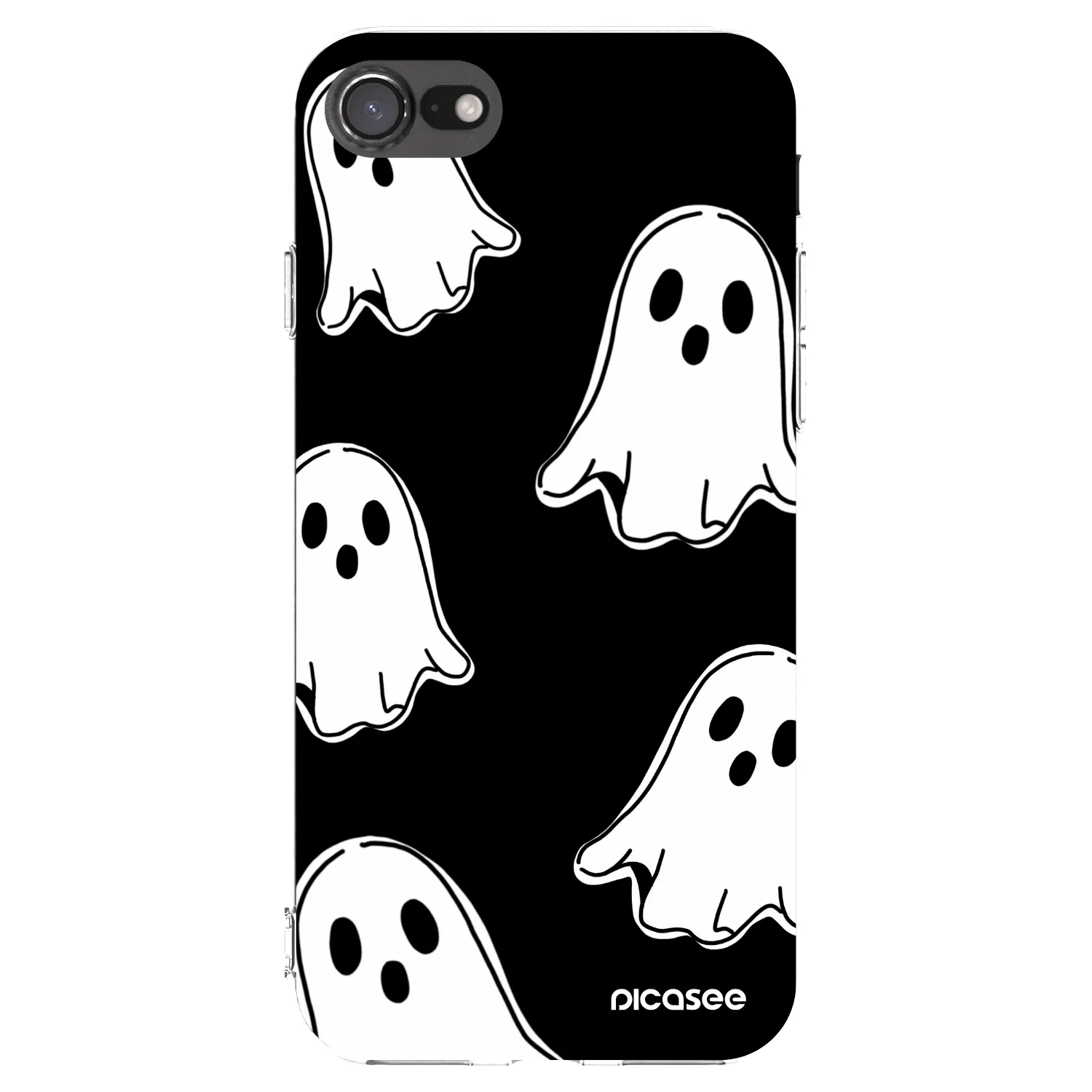 Picasee silikónový prehľadný obal pre Apple iPhone 7 - Black ghosts