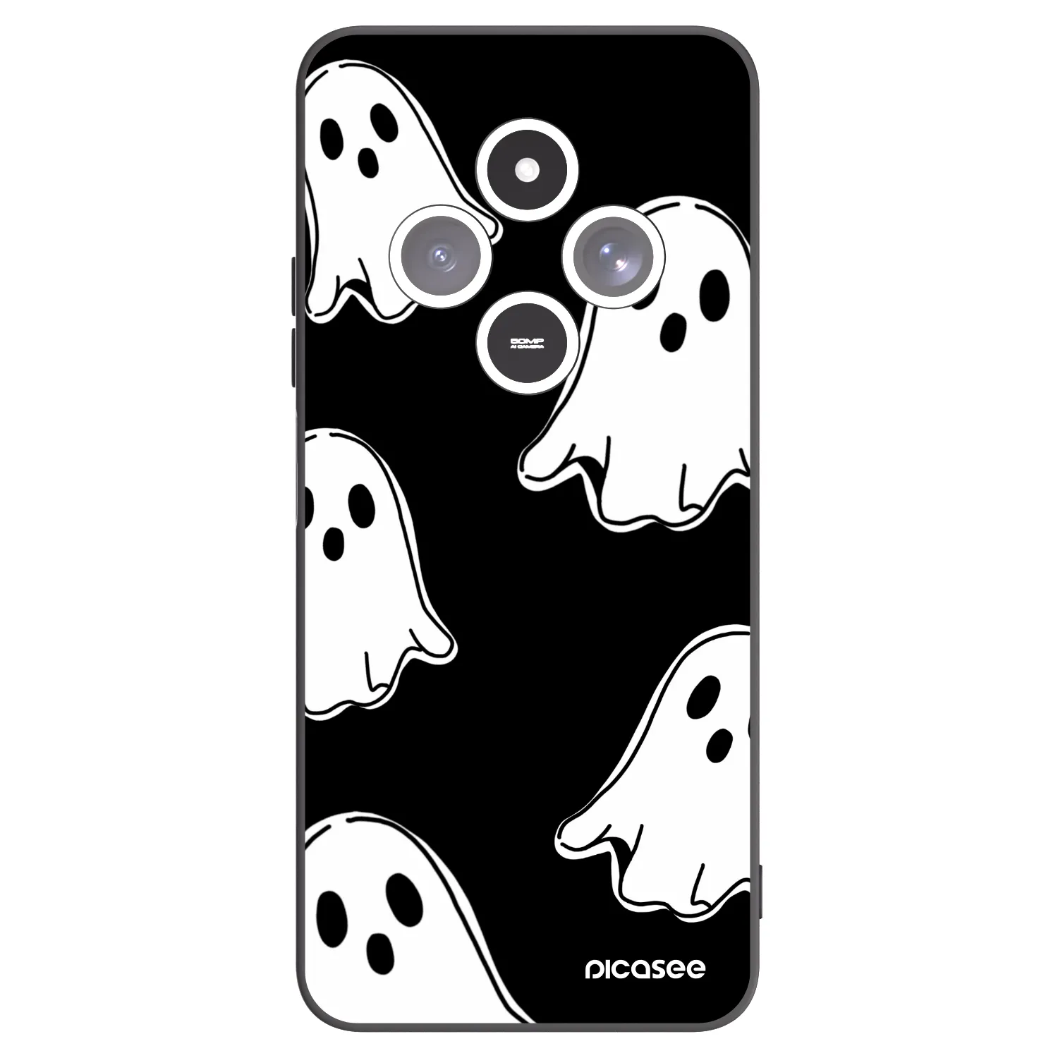 Picasee silikónový čierny obal pre Xiaomi Redmi 14C - Black ghosts
