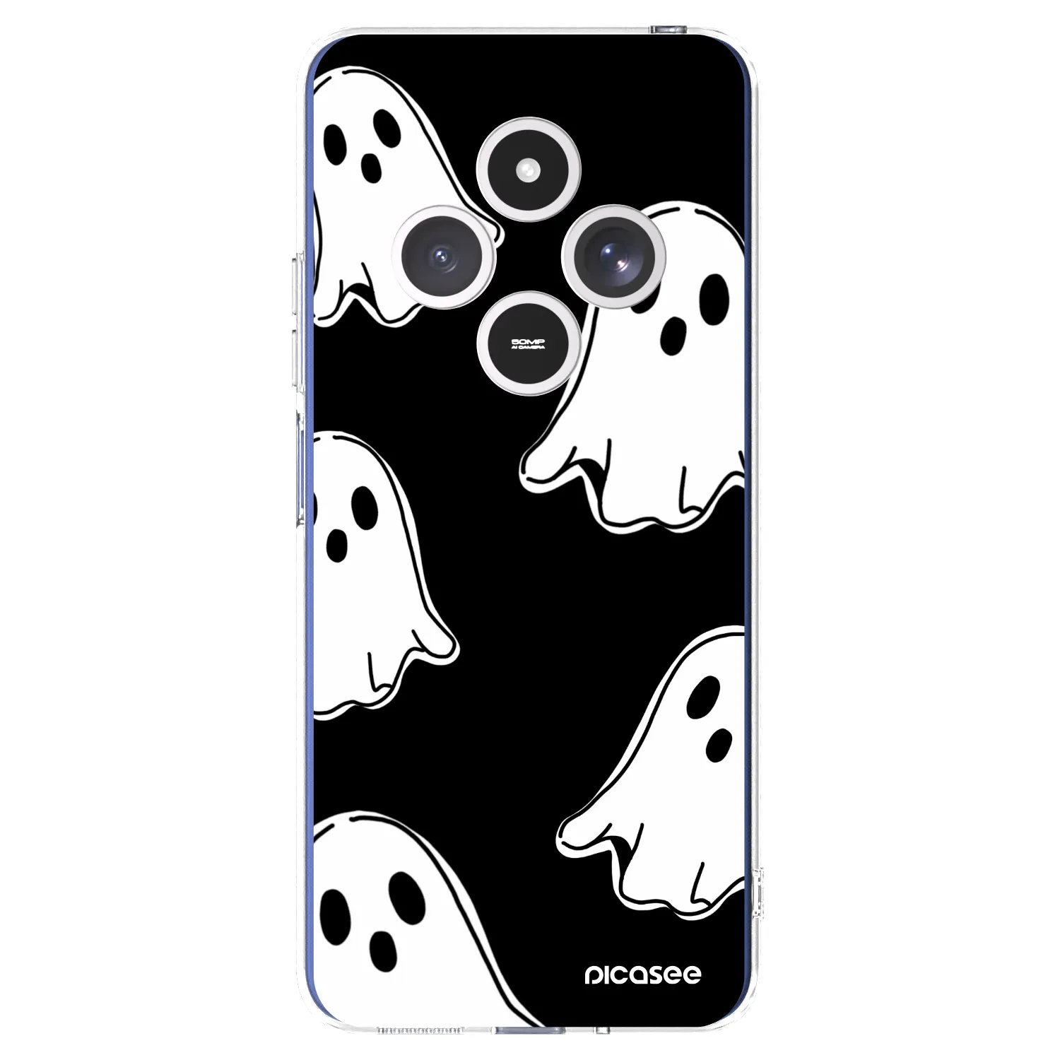 Picasee silikónový prehľadný obal pre Xiaomi Redmi 14C - Black ghosts