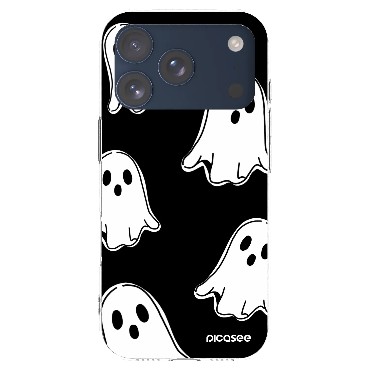 Picasee silikónový prehľadný obal pre Apple iPhone 17 Pro - Black ghosts