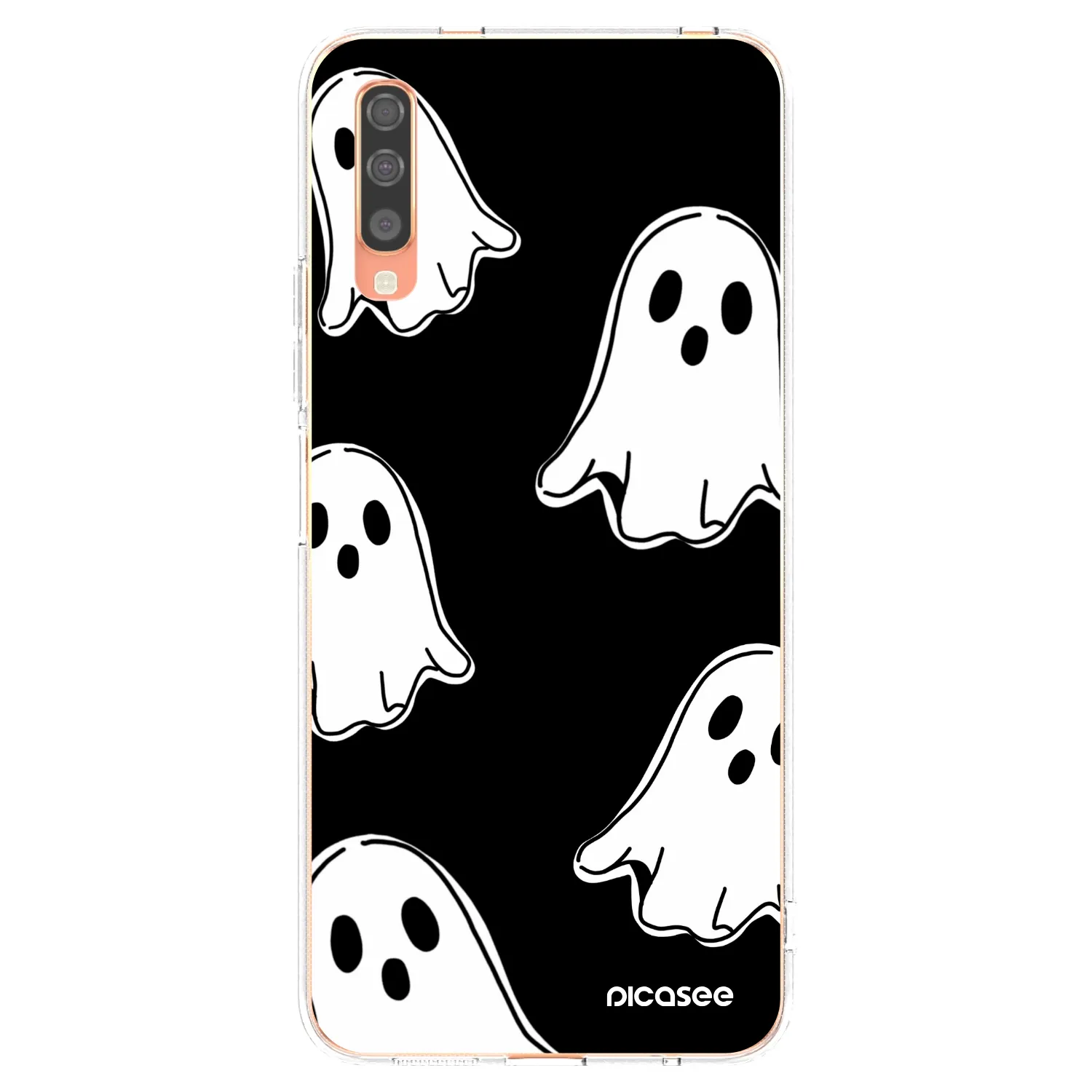Picasee silikónový prehľadný obal pre Samsung Galaxy A70 A705F - Black ghosts