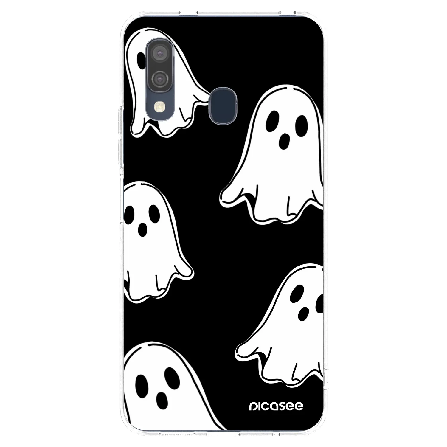 Picasee silikónový prehľadný obal pre Samsung Galaxy A40 A405F - Black ghosts