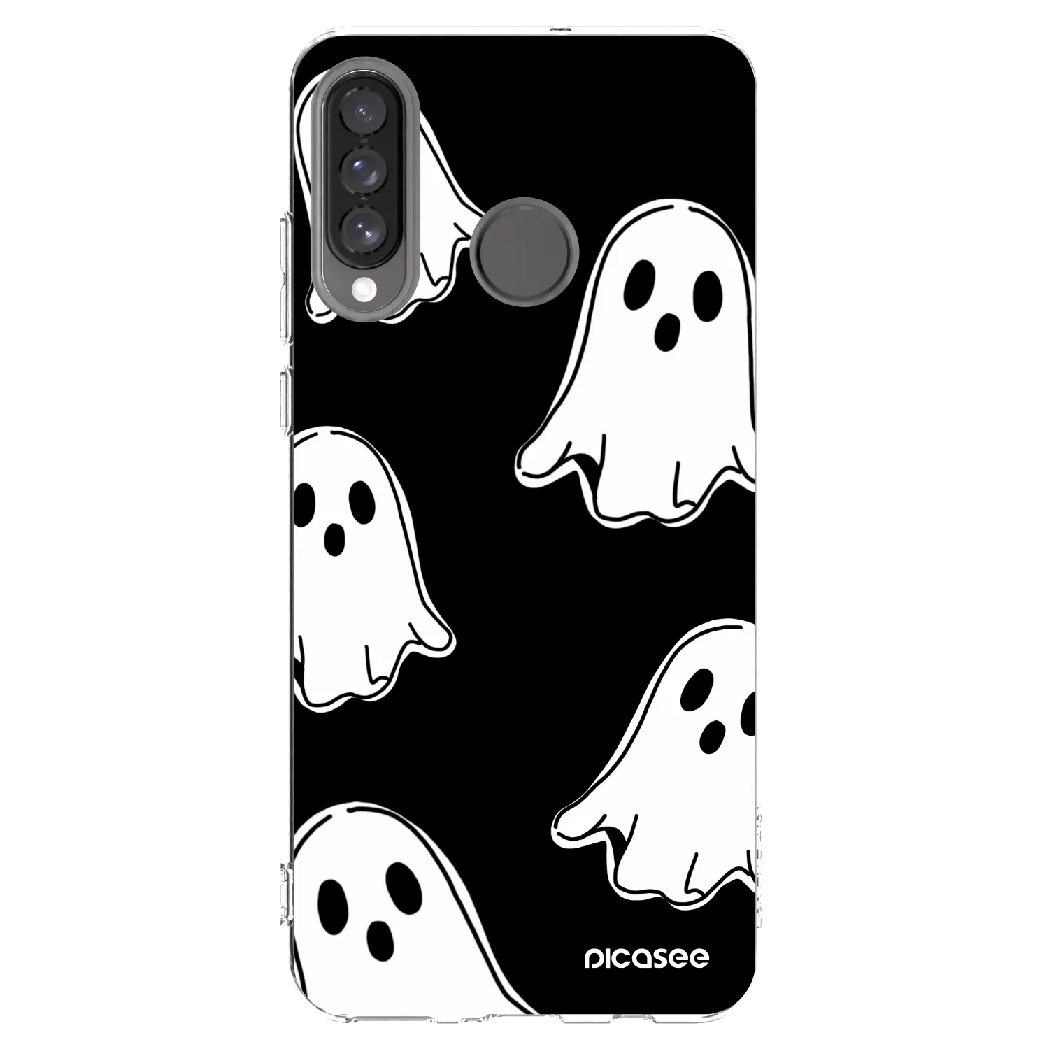 Picasee silikónový prehľadný obal pre Huawei P30 Lite - Black ghosts