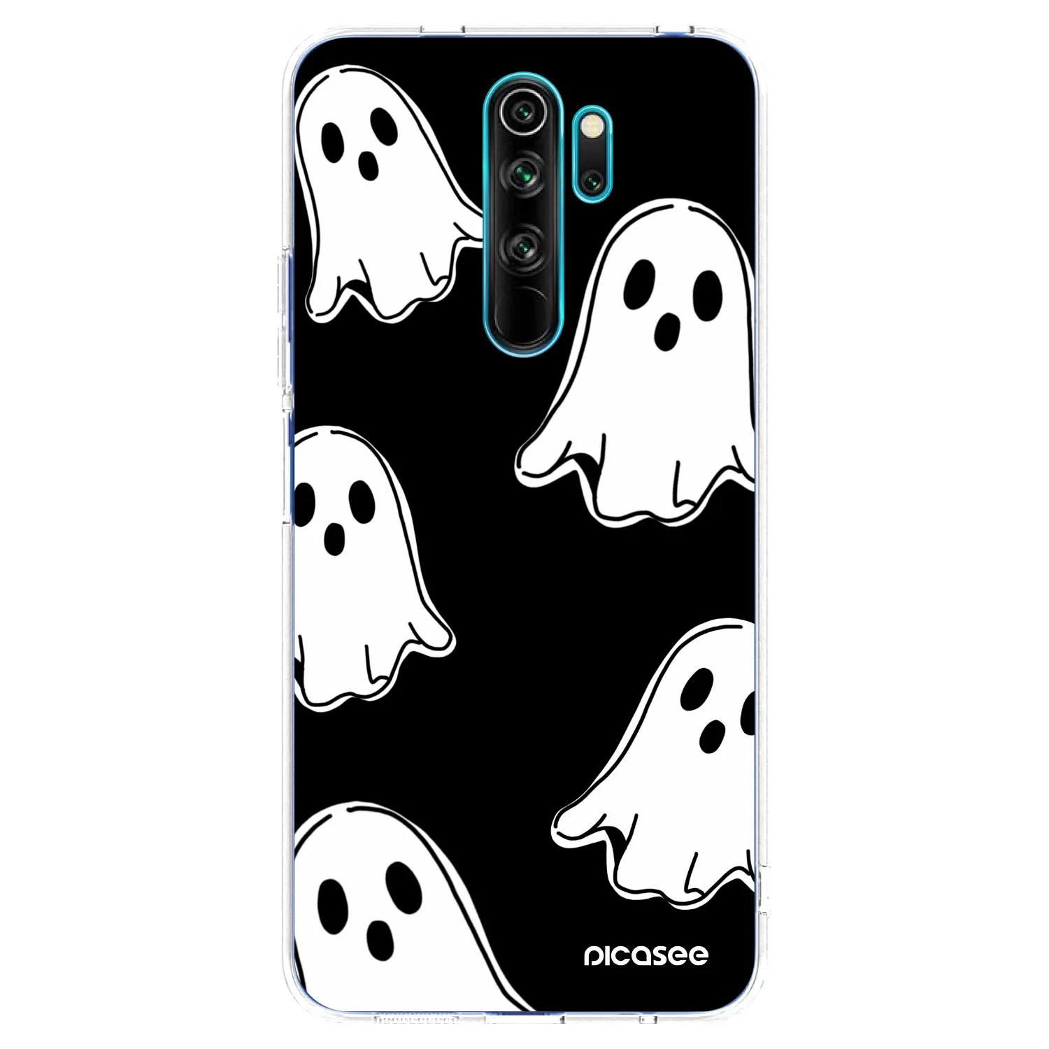 Picasee silikónový prehľadný obal pre Xiaomi Redmi Note 8 Pro - Black ghosts