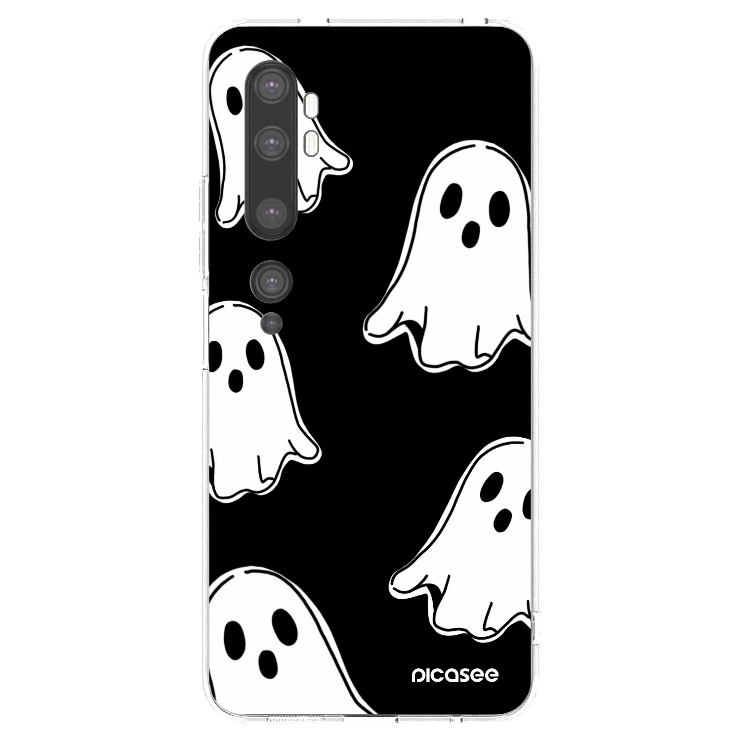 Picasee silikónový prehľadný obal pre Xiaomi Mi Note 10 (Pro) - Black ghosts