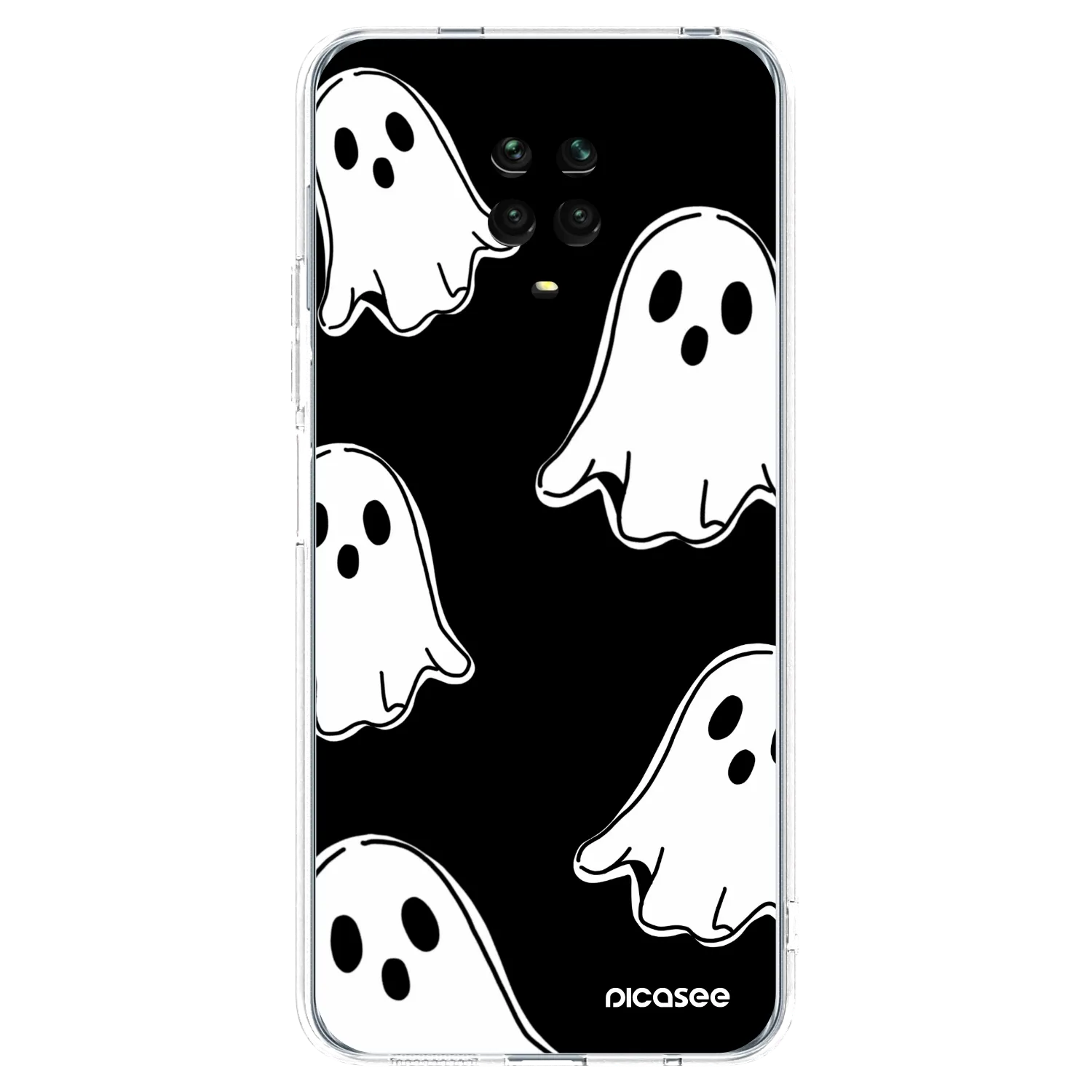 Picasee silikónový prehľadný obal pre Xiaomi Redmi Note 9 Pro - Black ghosts