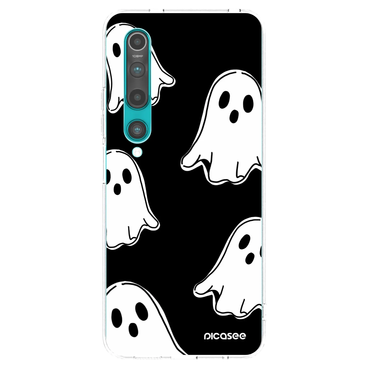 Picasee silikónový prehľadný obal pre Xiaomi Mi 10 - Black ghosts