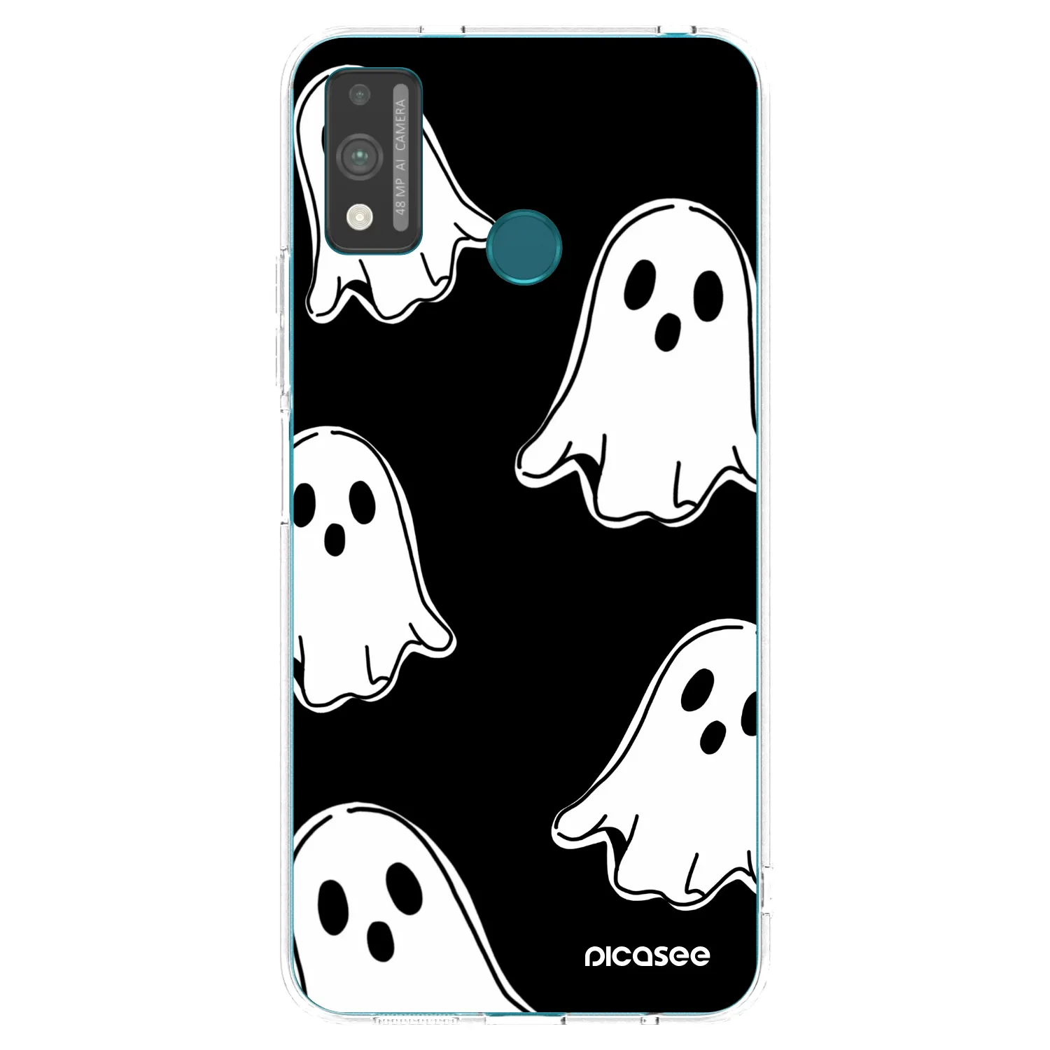 Picasee silikónový prehľadný obal pre Honor 9X Lite - Black ghosts