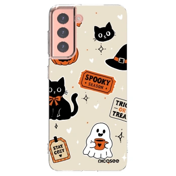 Picasee silikónový prehľadný obal pre Samsung Galaxy S21 5G G991B - Halloween stickers