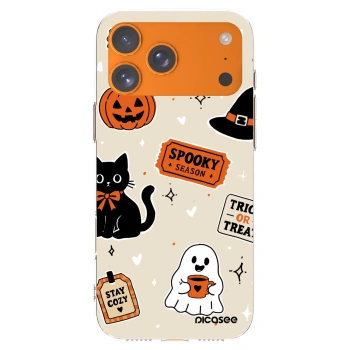 Picasee silikónový prehľadný obal pre Apple iPhone 17 Pro Max - Halloween stickers
