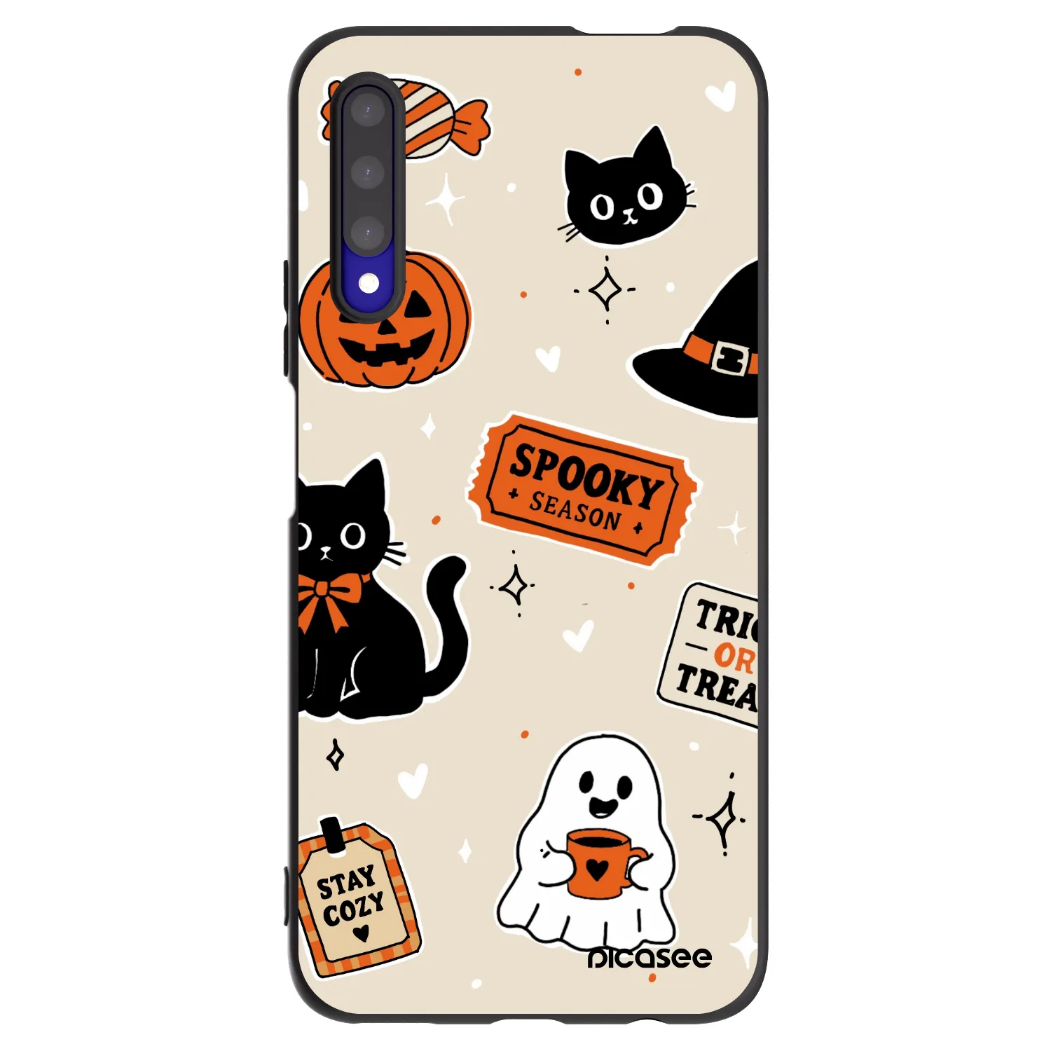 Picasee silikónový čierny obal pre Honor 9X Pro - Halloween stickers