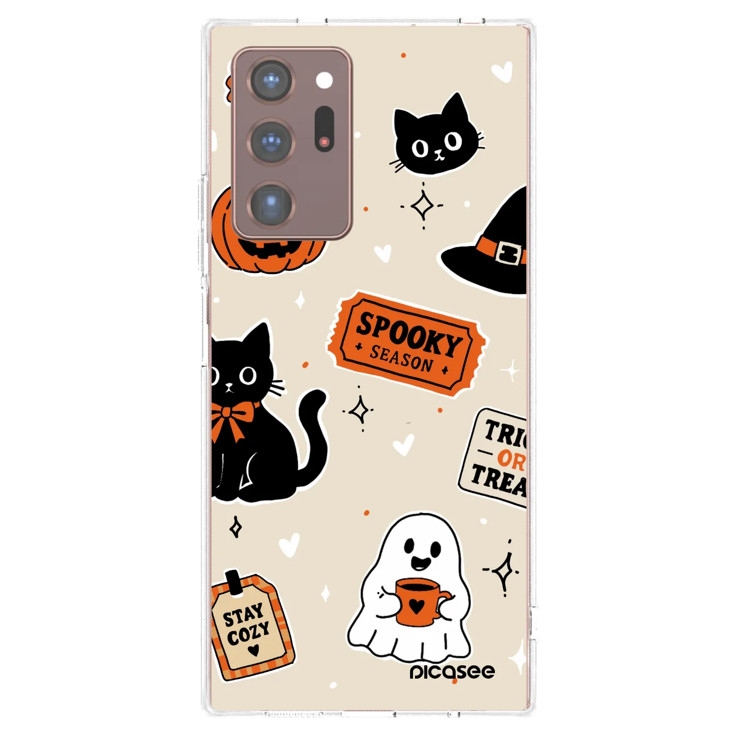 Picasee silikónový prehľadný obal pre Samsung Galaxy Note 20 Ultra - Halloween stickers