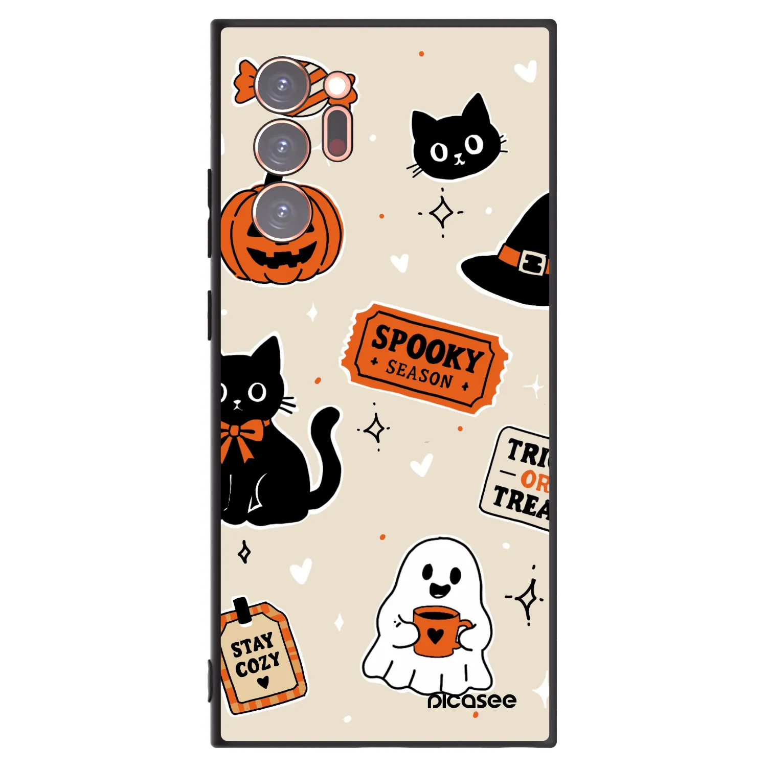 Picasee silikónový čierny obal pre Samsung Galaxy Note 20 Ultra - Halloween stickers