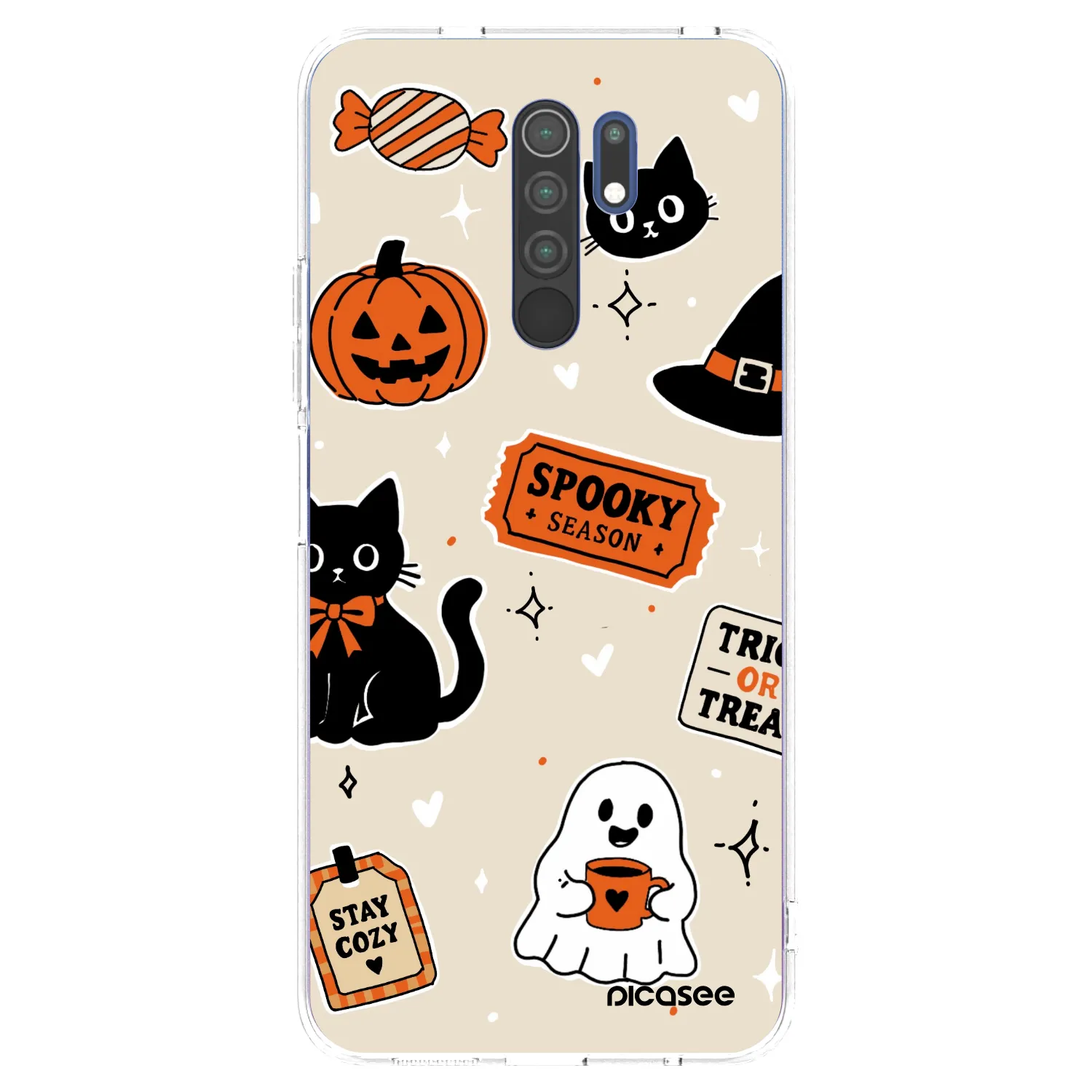 Picasee silikónový prehľadný obal pre Xiaomi Redmi 9 - Halloween stickers