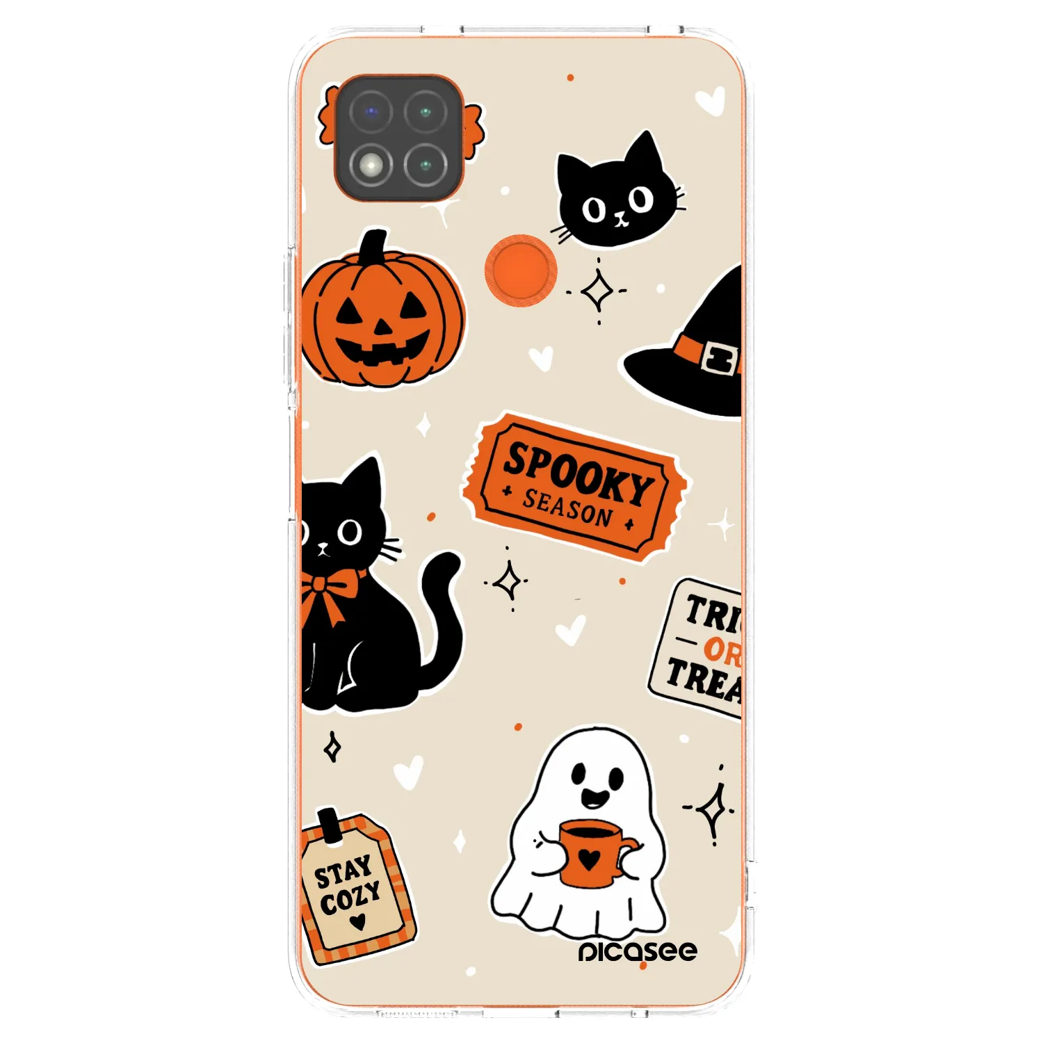 Picasee silikónový prehľadný obal pre Xiaomi Redmi 9C - Halloween stickers