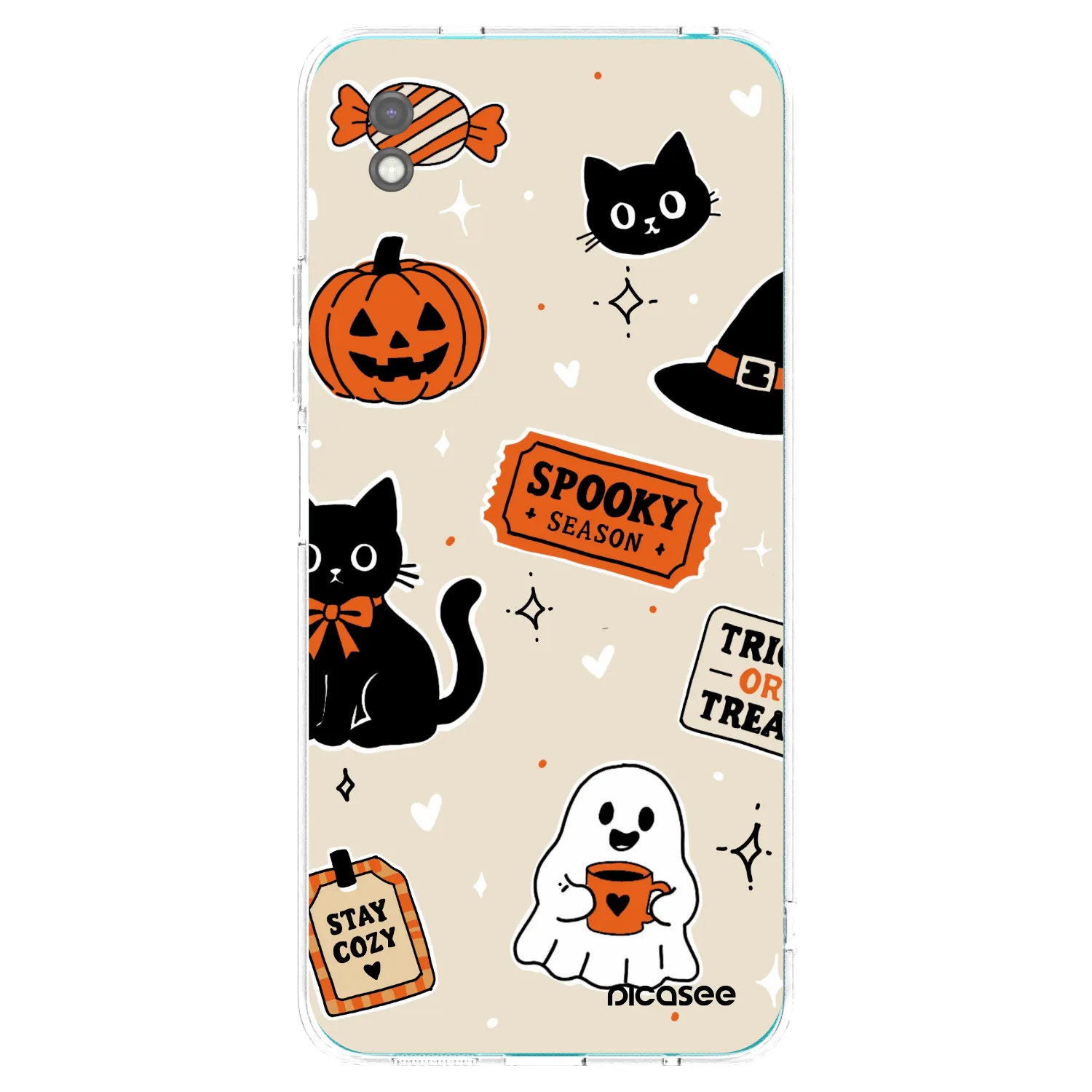 Picasee silikónový čierny obal pre Xiaomi Redmi 9A - Halloween stickers