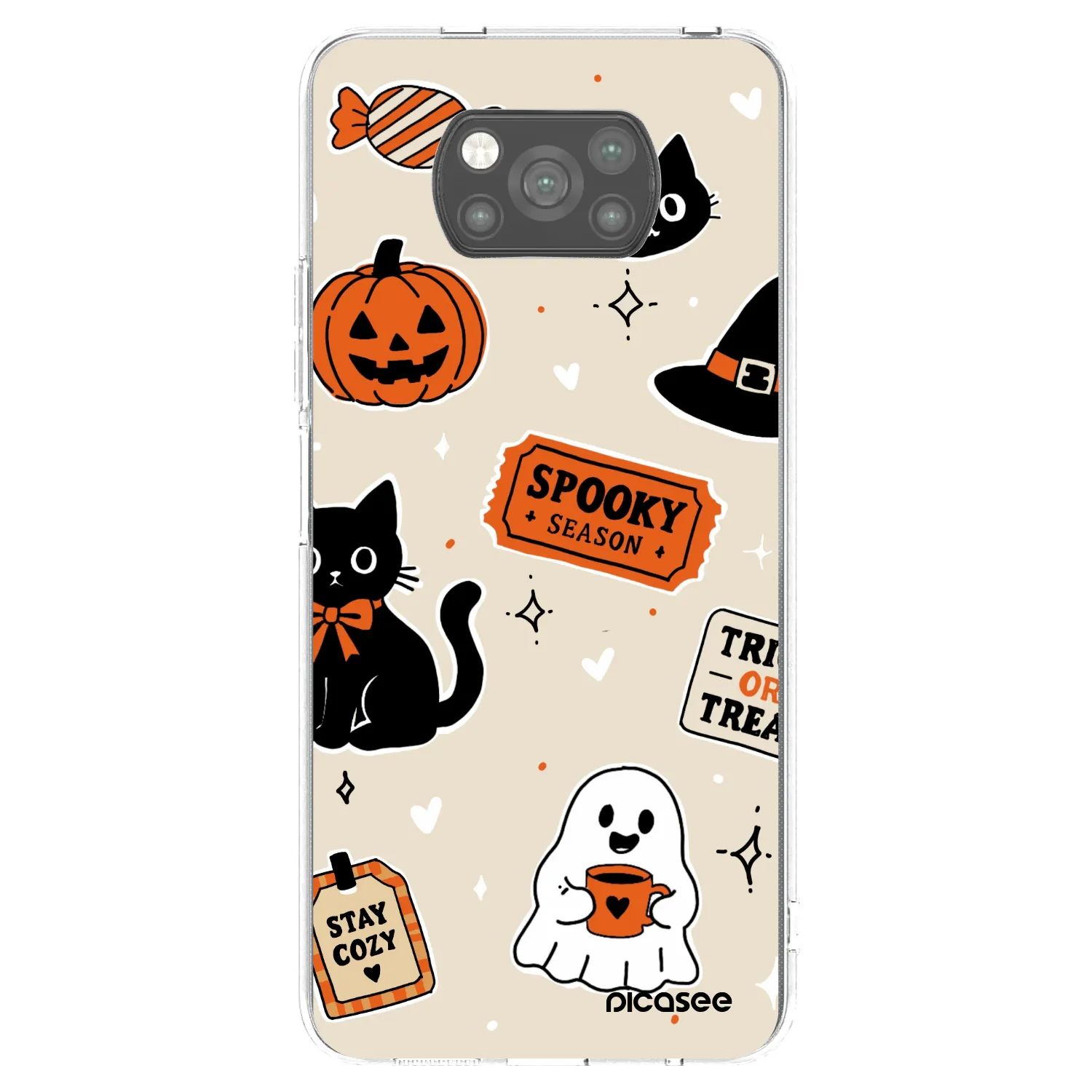 Picasee silikónový čierny obal pre Xiaomi Poco X3 - Halloween stickers