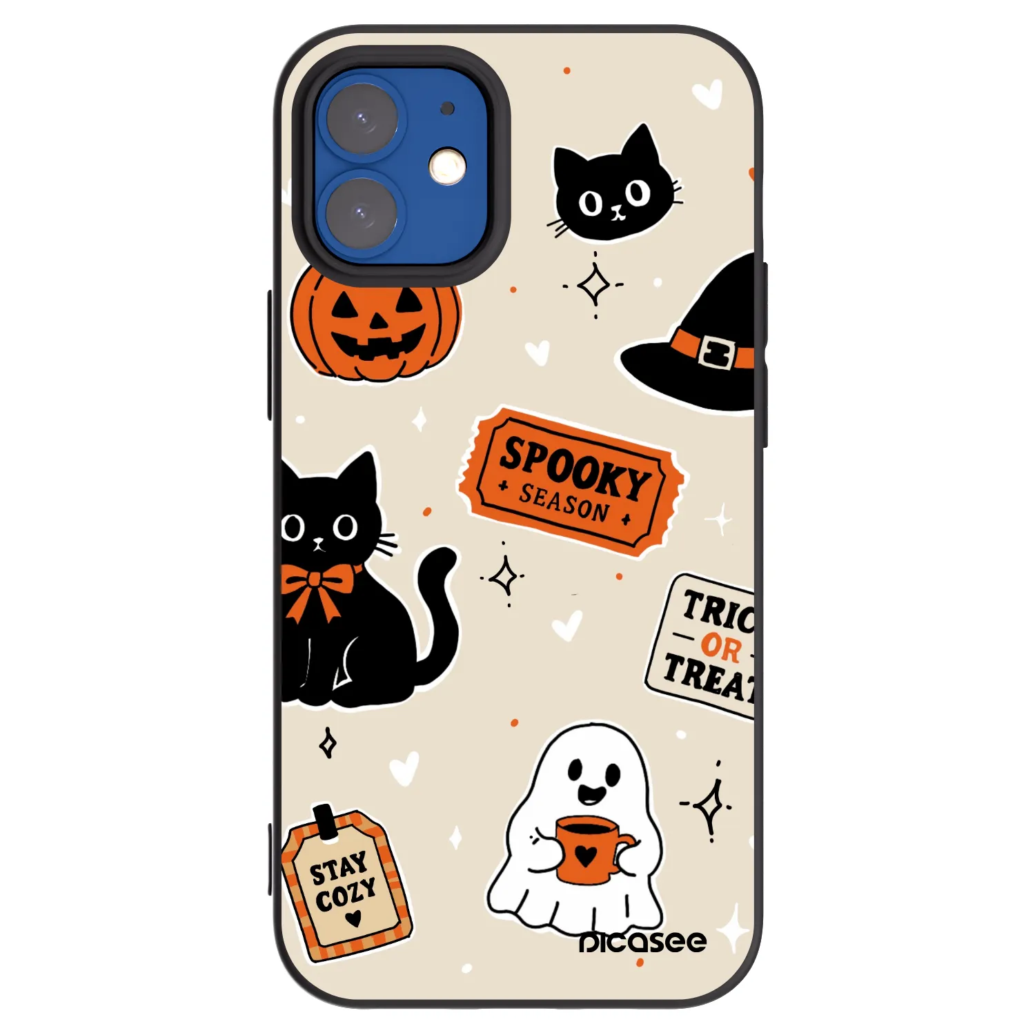 Picasee silikónový čierny obal pre Apple iPhone 12 mini - Halloween stickers