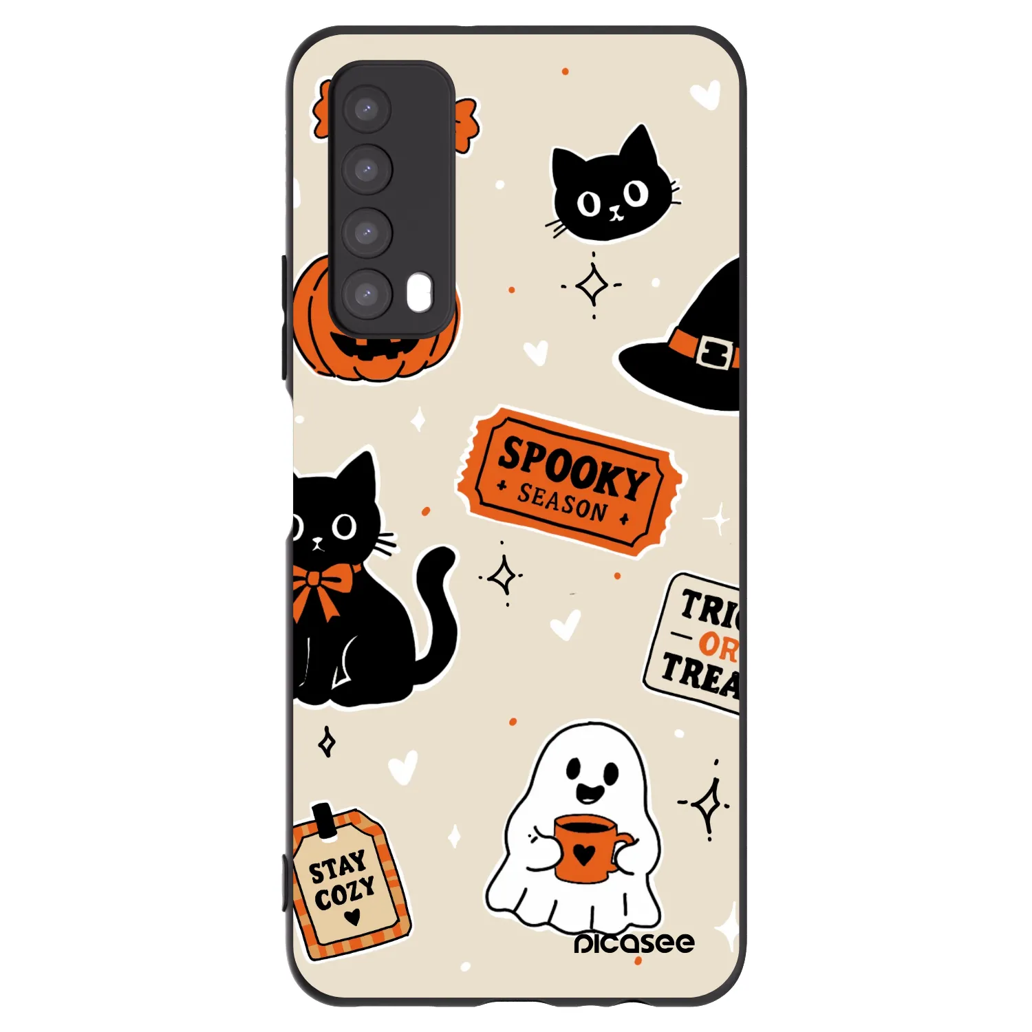 Picasee silikónový čierny obal pre Huawei P Smart 2021 - Halloween stickers