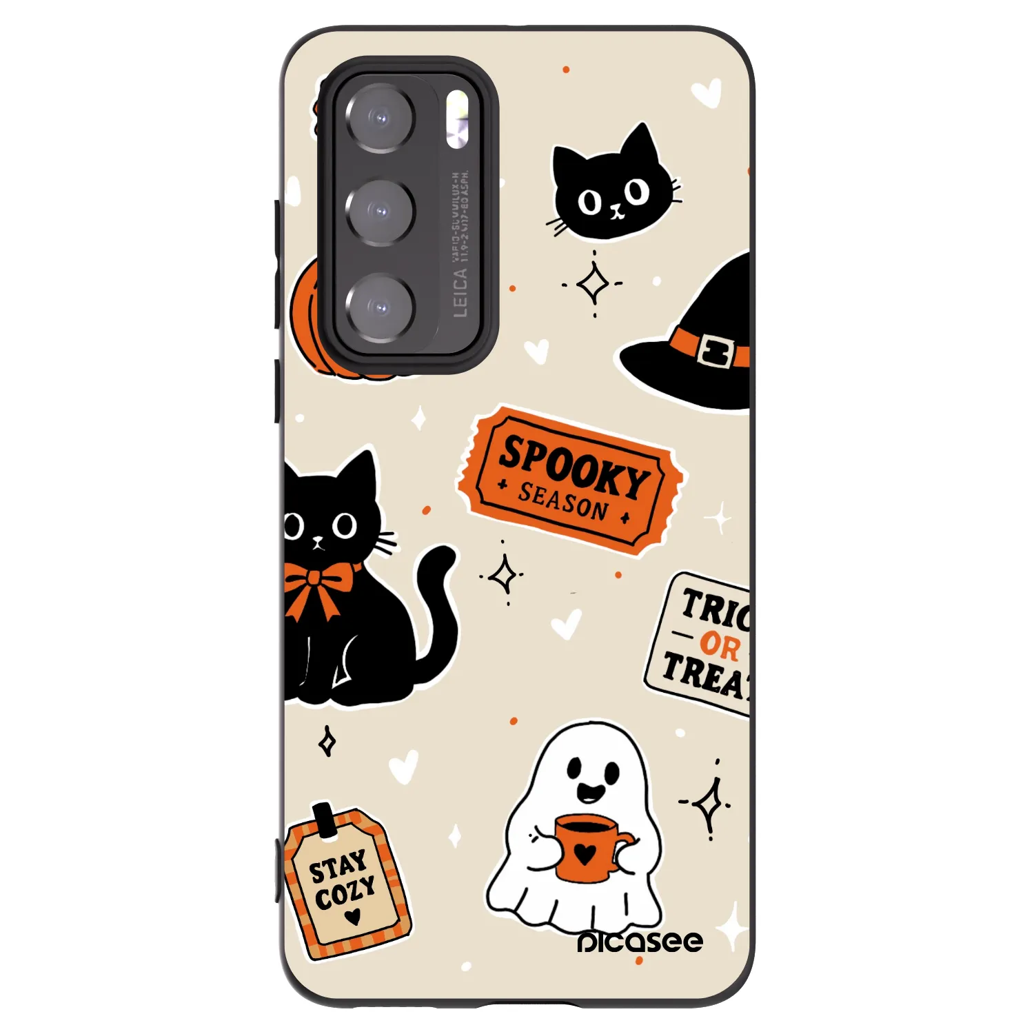 Picasee silikónový čierny obal pre Huawei P40 - Halloween stickers
