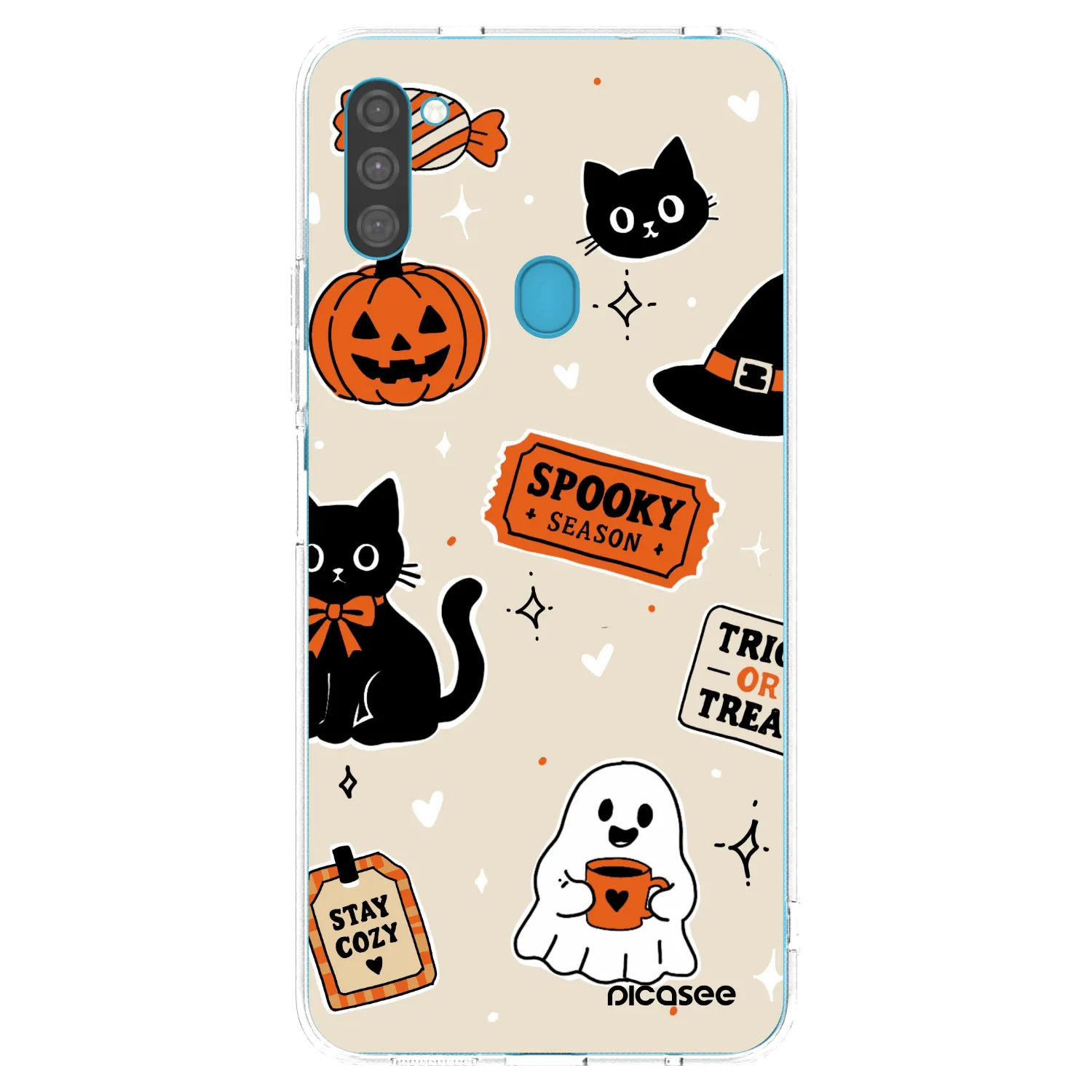 Picasee silikónový prehľadný obal pre Samsung Galaxy M11 - Halloween stickers