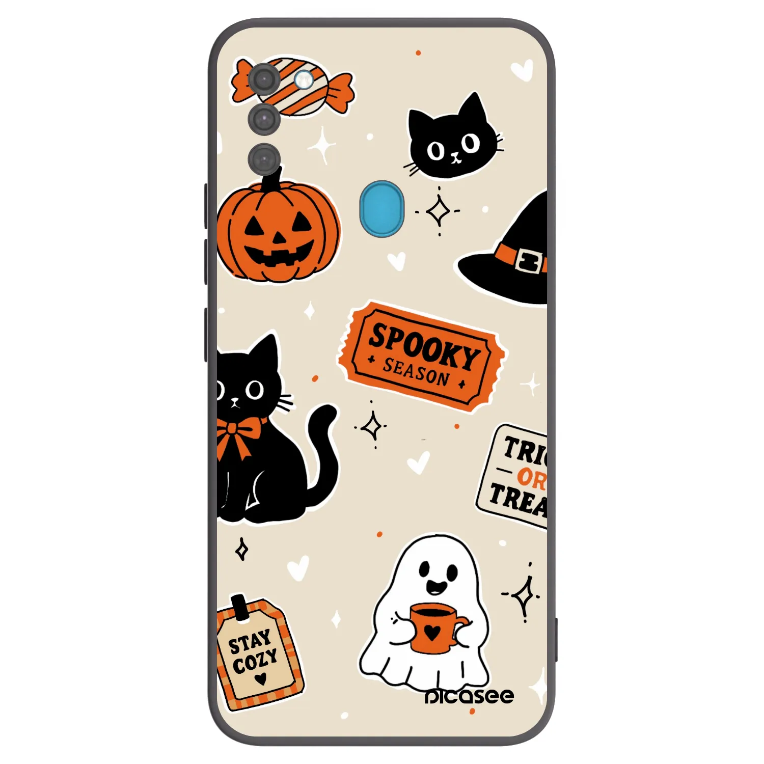 Picasee silikónový čierny obal pre Samsung Galaxy M11 - Halloween stickers