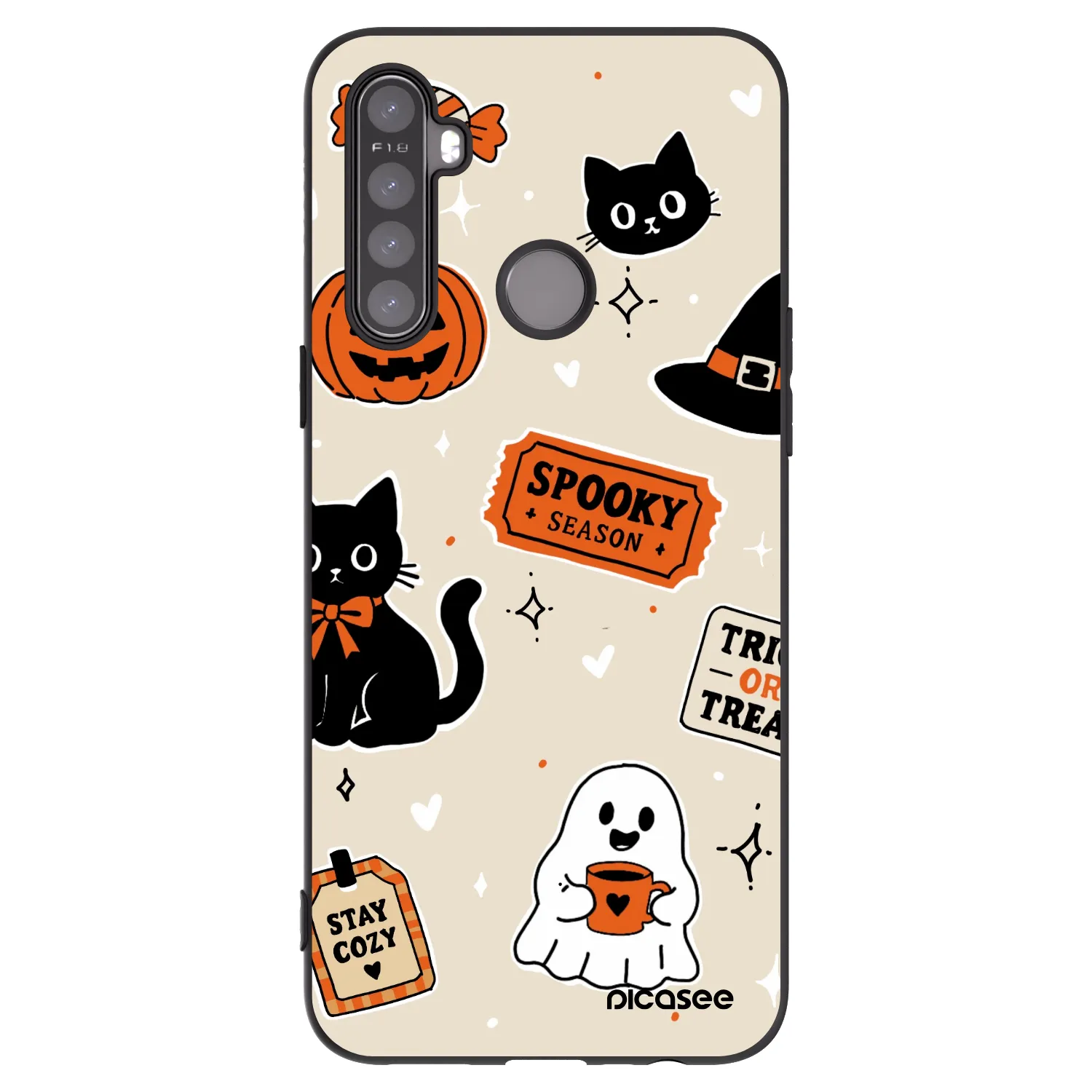 Picasee silikónový čierny obal pre Realme 6i - Halloween stickers
