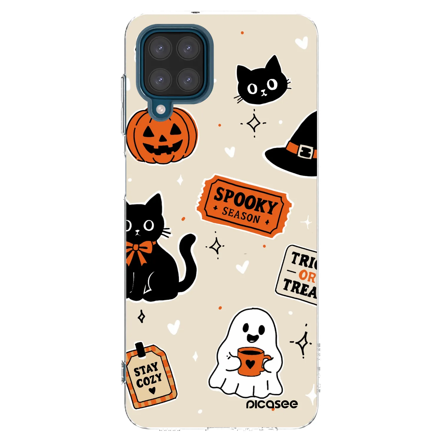 Picasee silikónový prehľadný obal pre Samsung Galaxy A12 A125F - Halloween stickers