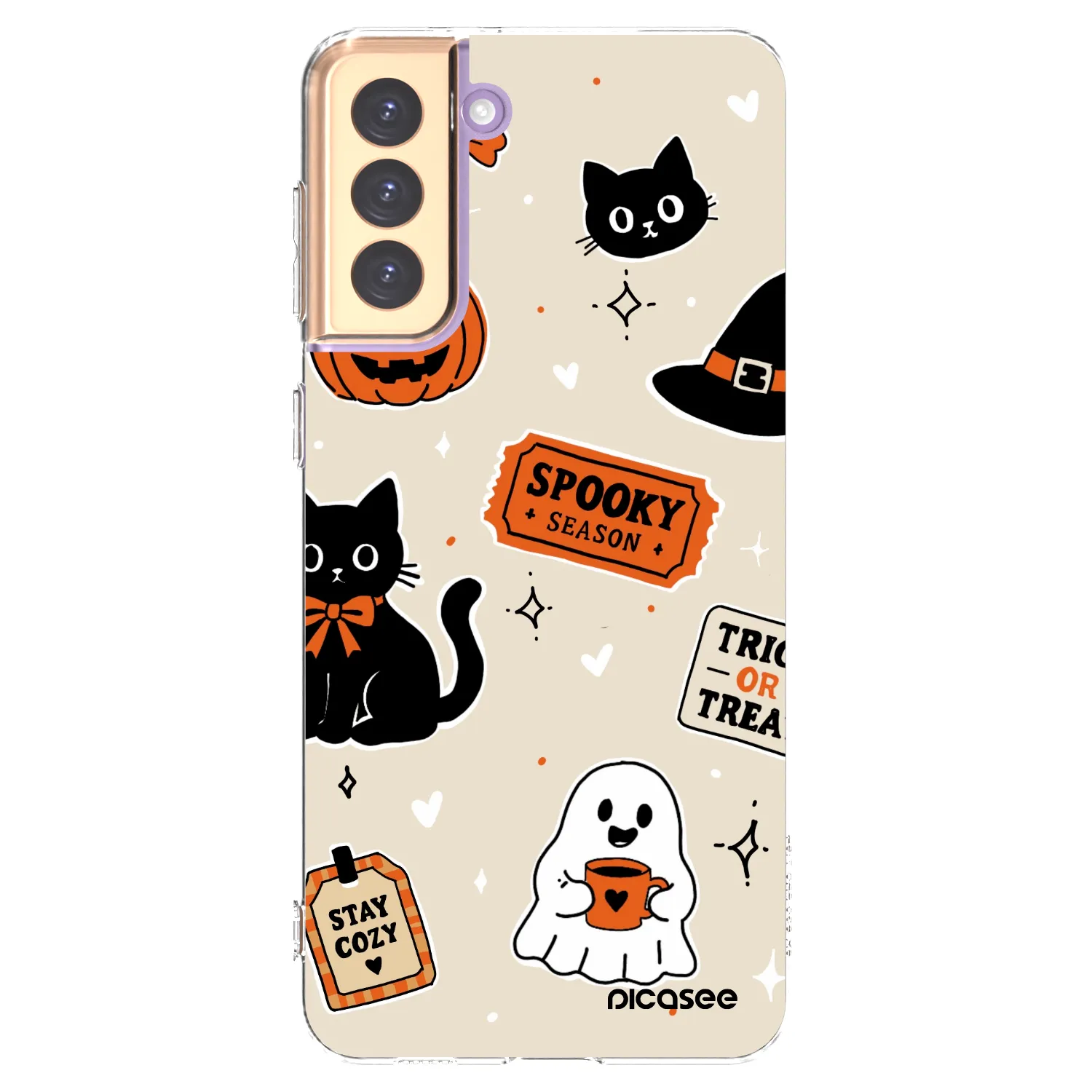 Picasee silikónový prehľadný obal pre Samsung Galaxy S21+ 5G G996F - Halloween stickers