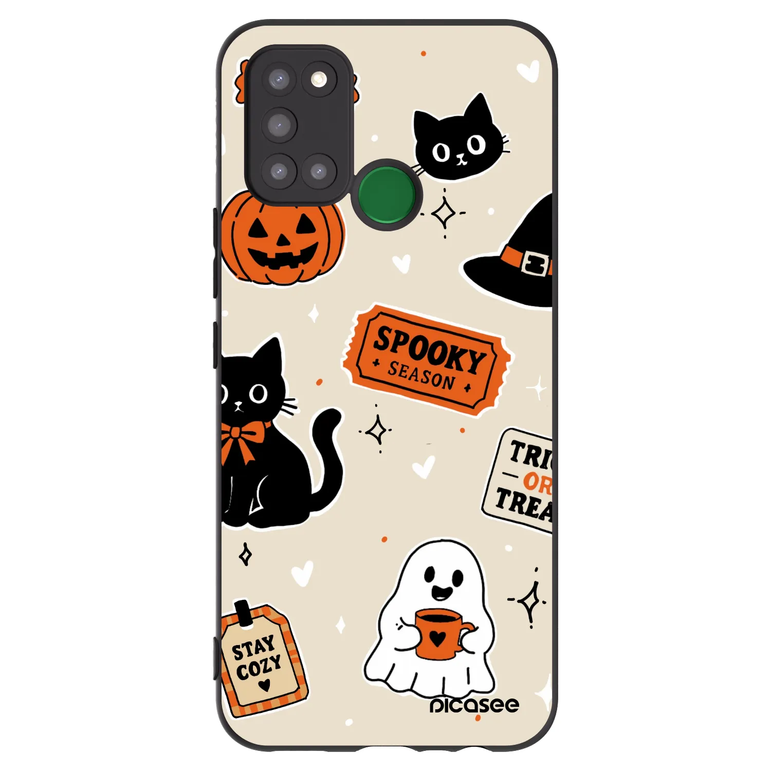 Picasee silikónový čierny obal pre Realme 7i - Halloween stickers