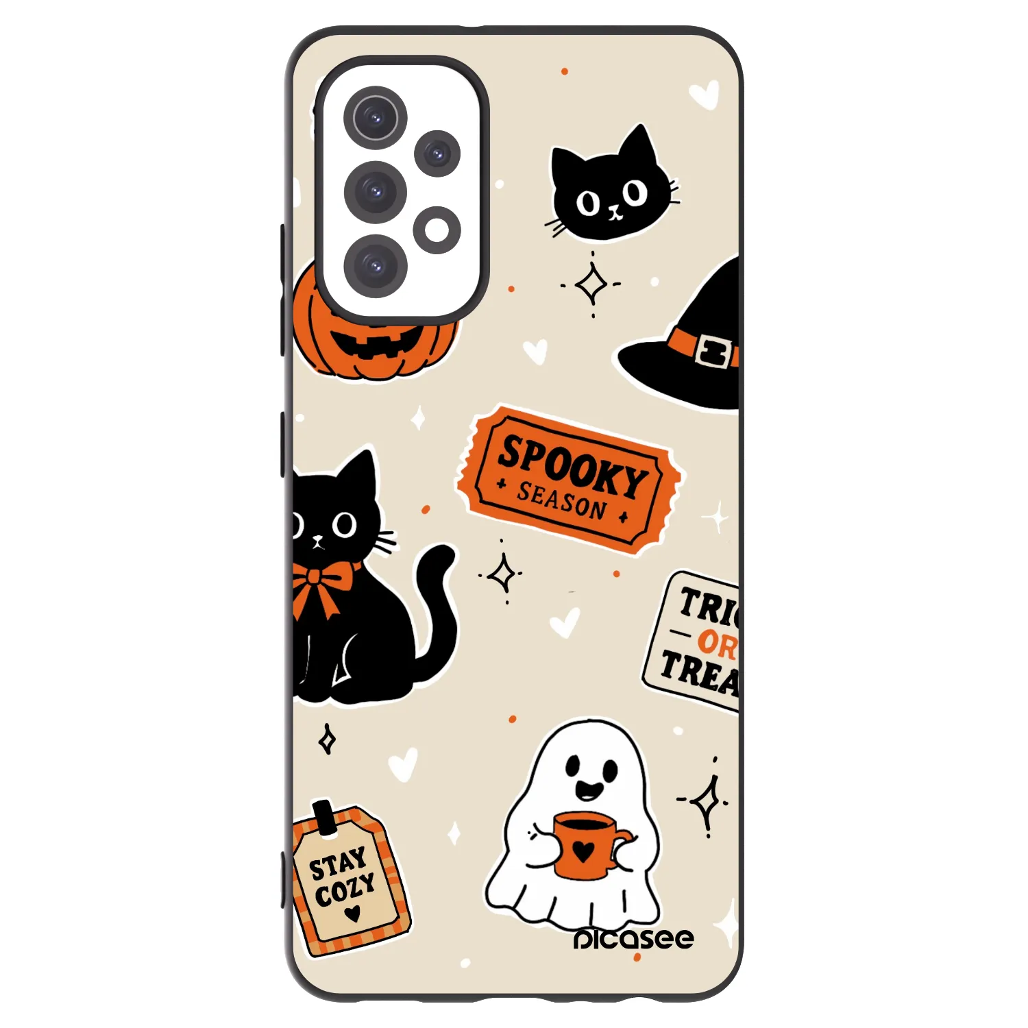 Picasee silikónový čierny obal pre Samsung Galaxy A32 5G A326B - Halloween stickers