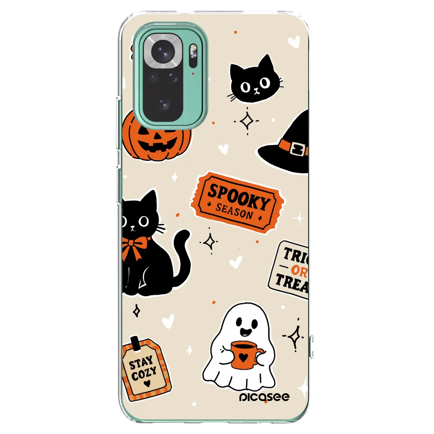 Picasee silikónový prehľadný obal pre Xiaomi Redmi Note 10 Pro - Halloween stickers