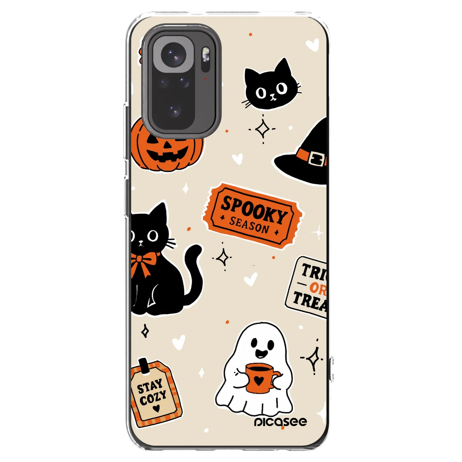 Picasee silikónový prehľadný obal pre Xiaomi Redmi Note 10S - Halloween stickers