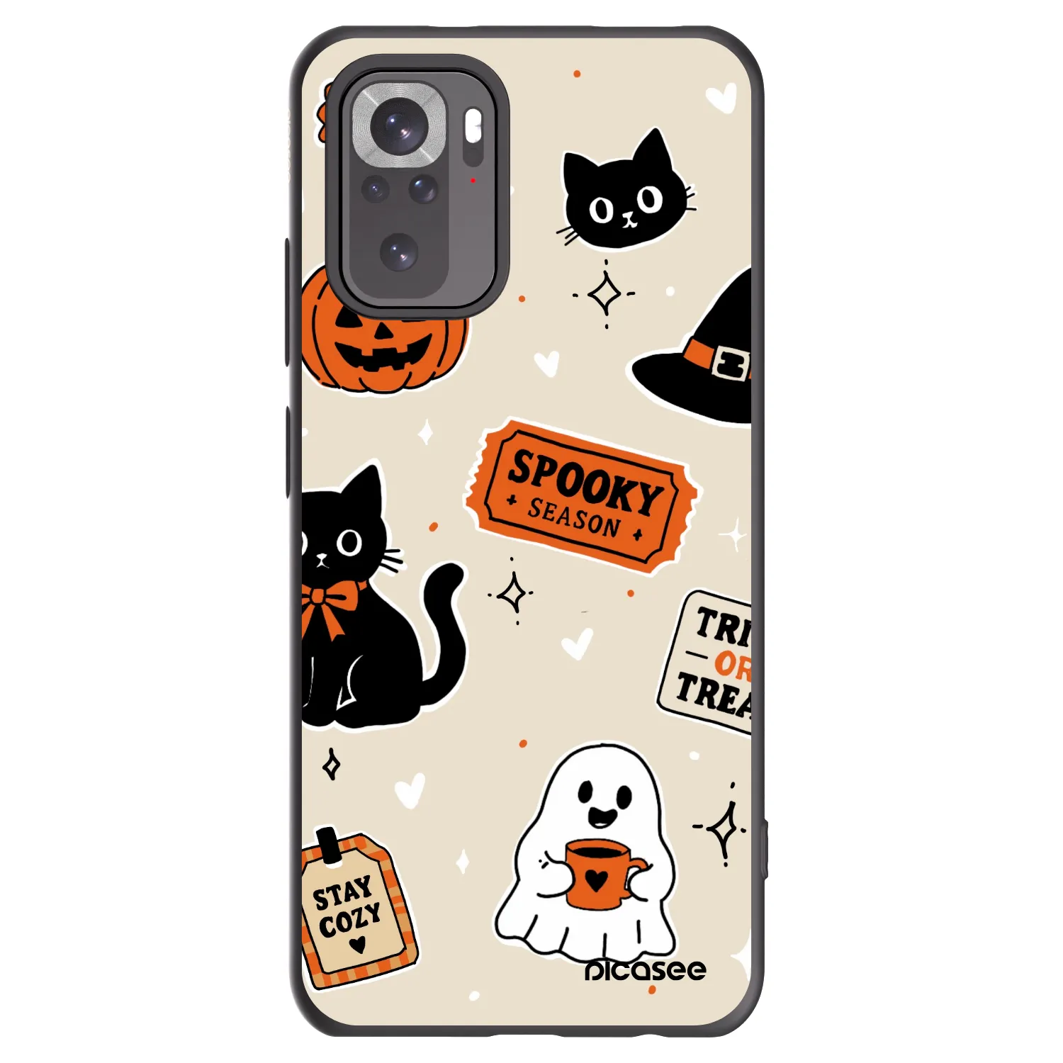 Picasee silikónový čierny obal pre Xiaomi Redmi Note 10S - Halloween stickers