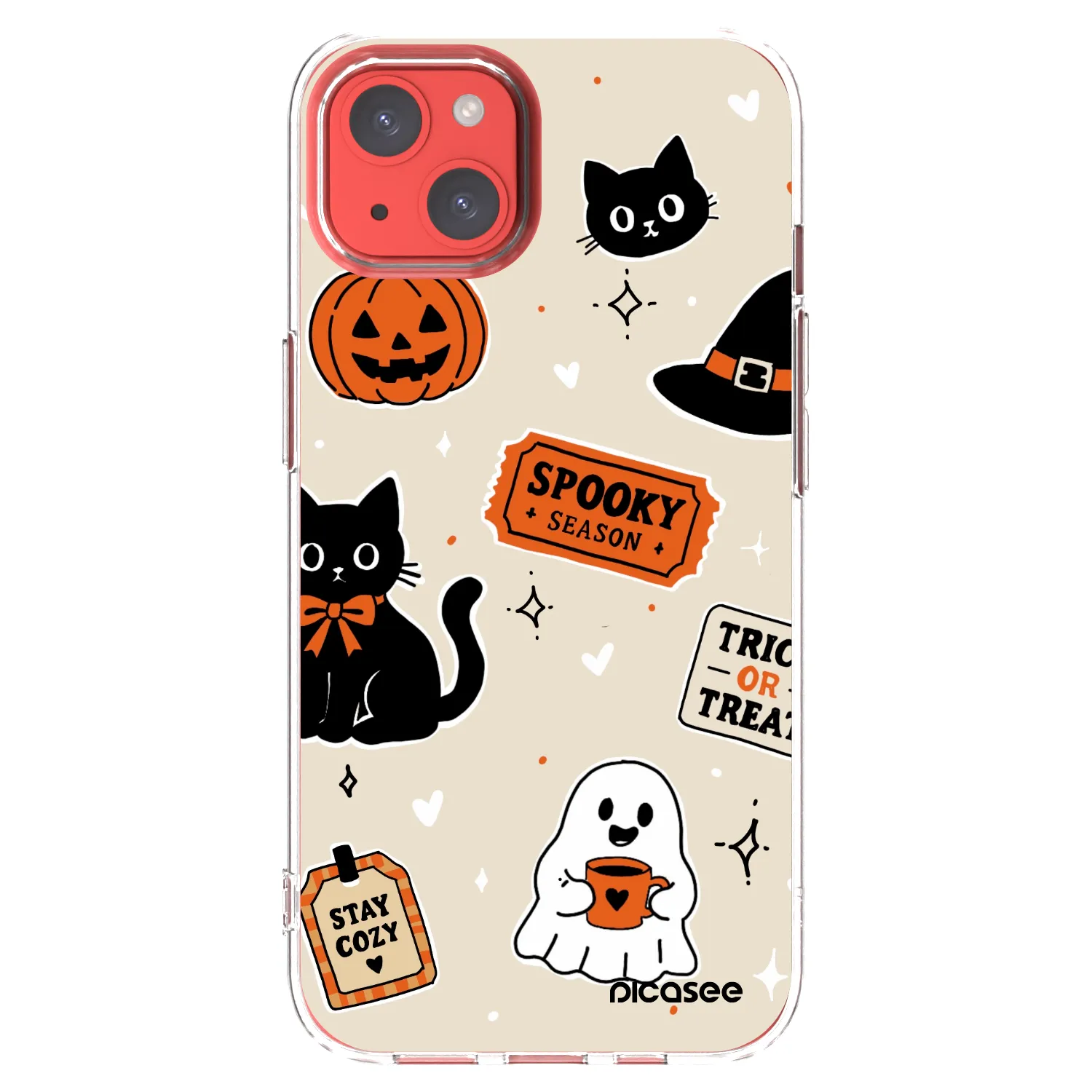 Picasee silikónový prehľadný obal pre Apple iPhone 13 - Halloween stickers