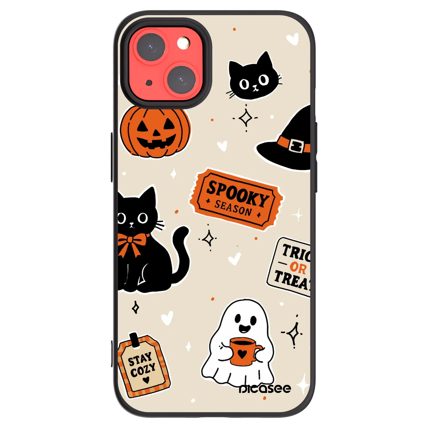 Picasee silikónový čierny obal pre Apple iPhone 13 - Halloween stickers