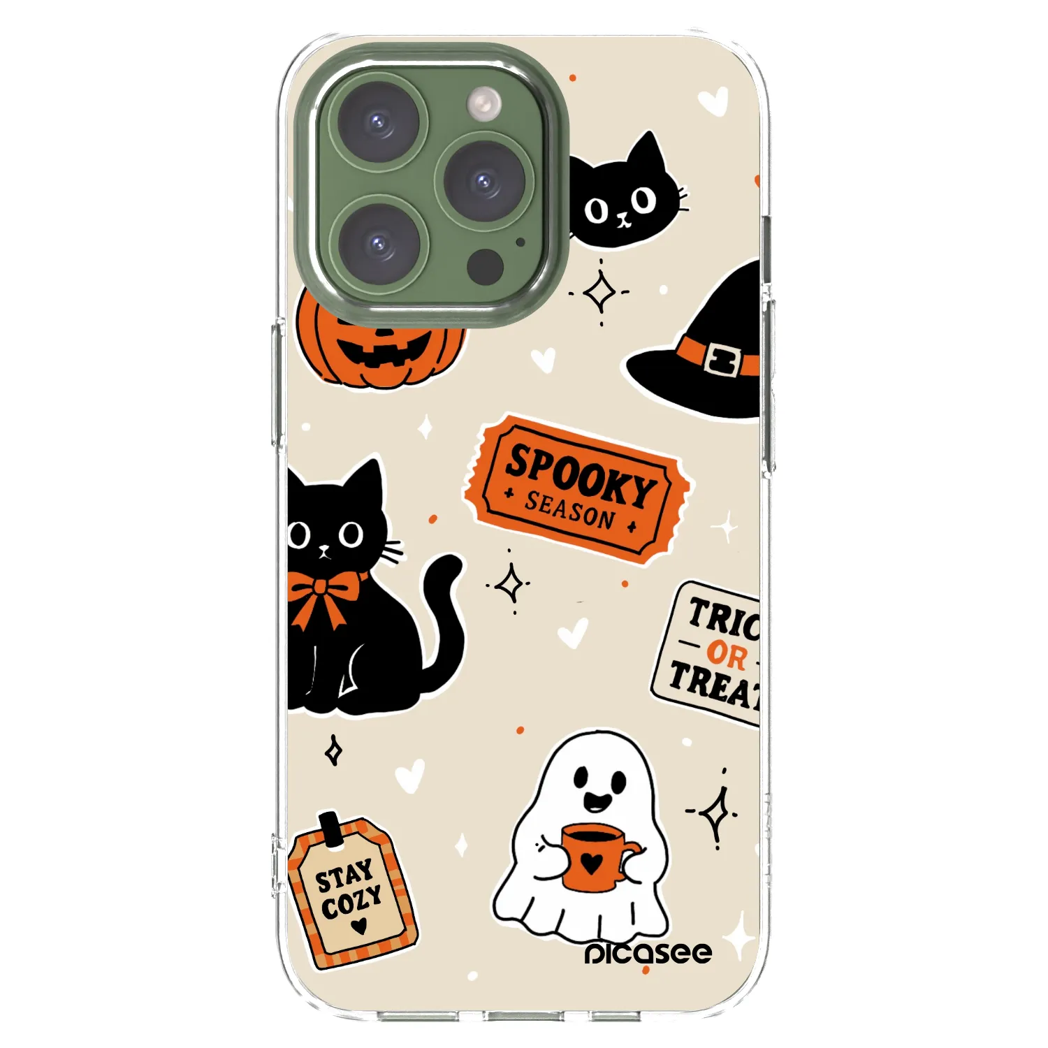 Picasee silikónový prehľadný obal pre Apple iPhone 13 Pro - Halloween stickers