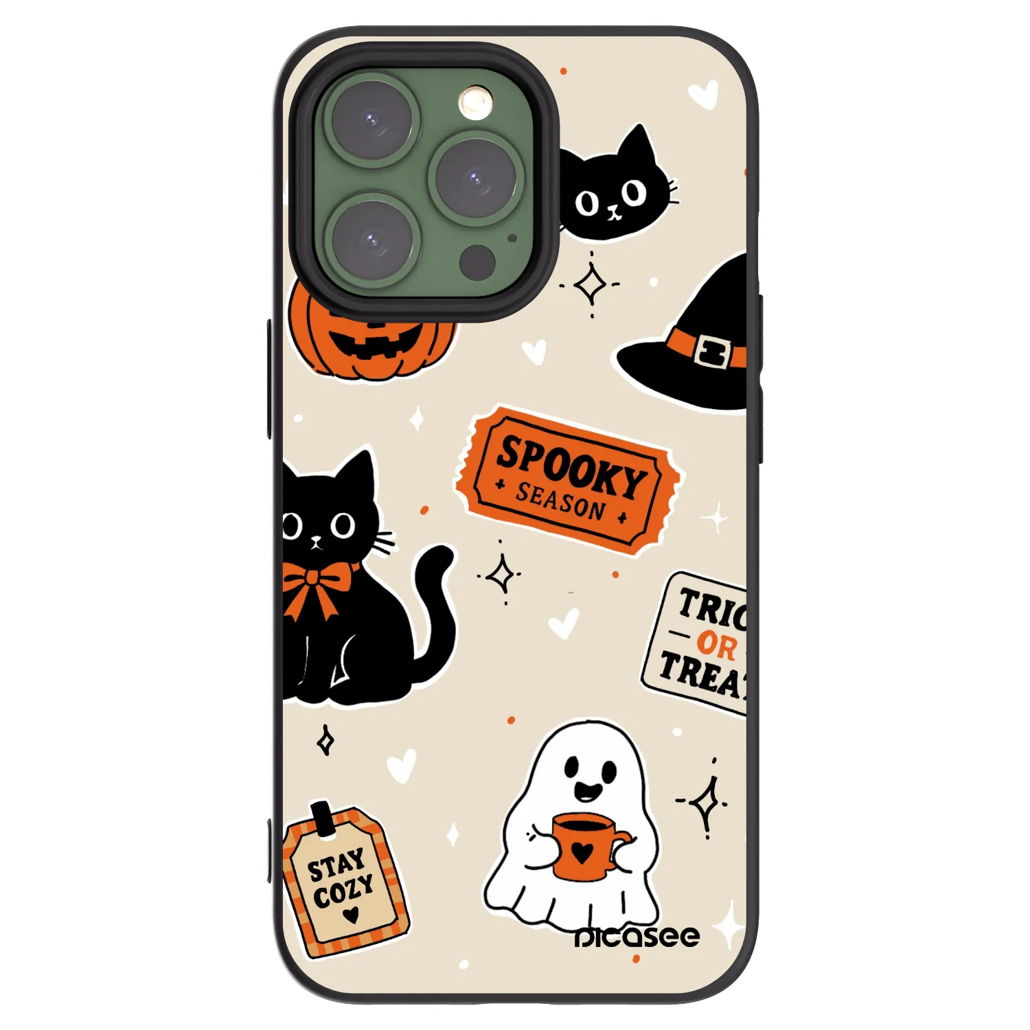 Picasee silikónový čierny obal pre Apple iPhone 13 Pro - Halloween stickers