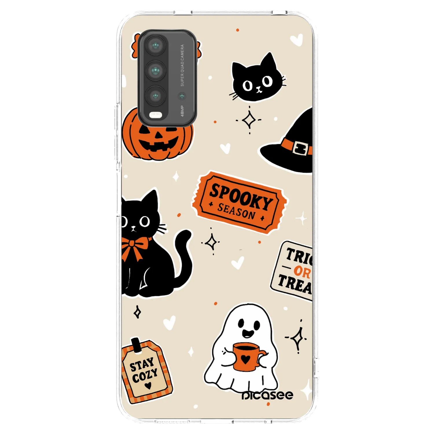 Picasee silikónový čierny obal pre Xiaomi Redmi 9T - Halloween stickers