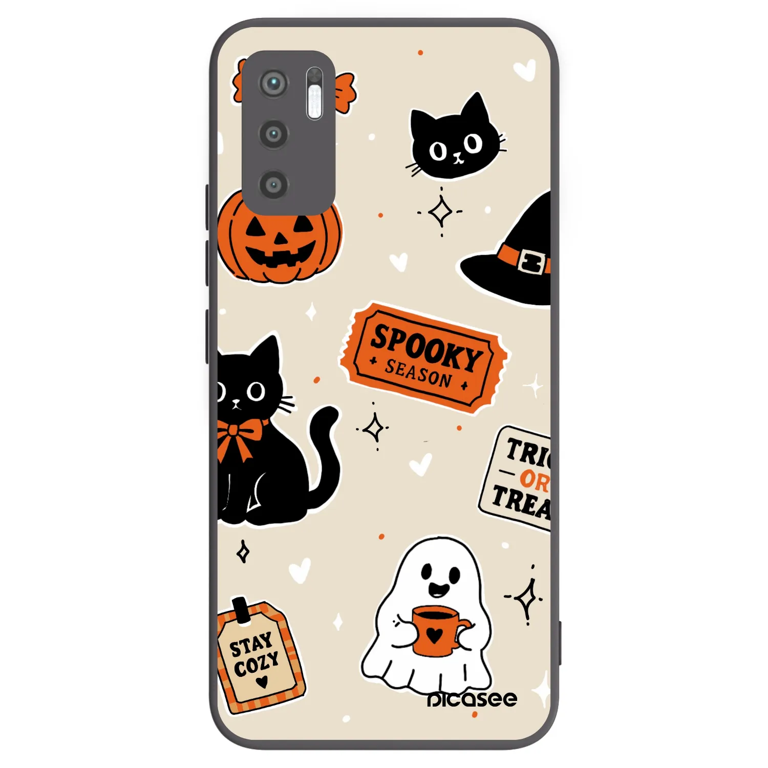Picasee silikónový čierny obal pre Xiaomi Redmi Note 10 5G - Halloween stickers