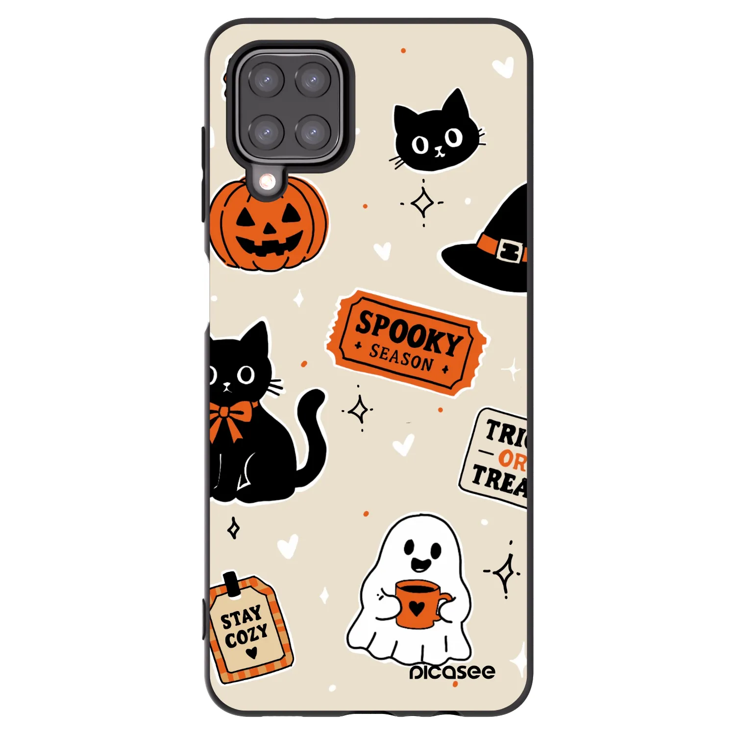 Picasee silikónový čierny obal pre Samsung Galaxy M12 M127F - Halloween stickers