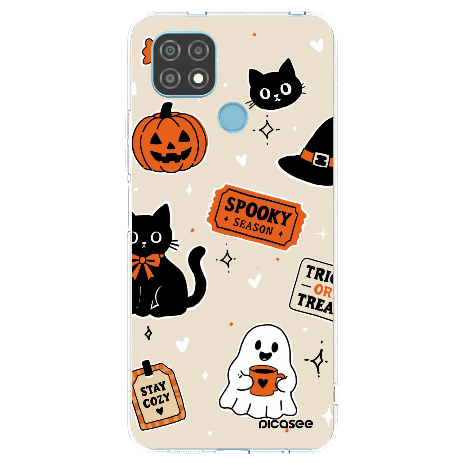 Picasee silikónový prehľadný obal pre Realme C21 - Halloween stickers