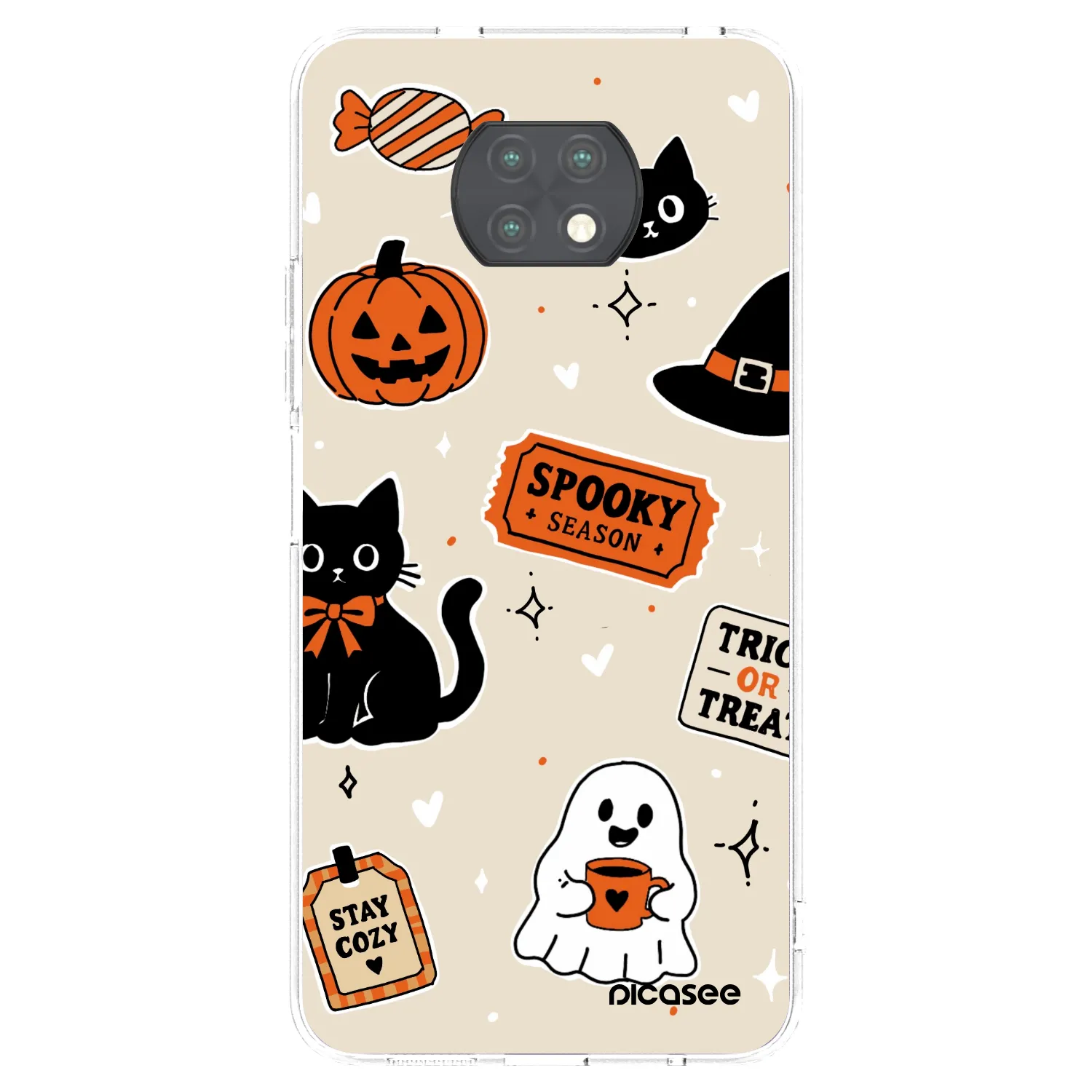 Picasee silikónový prehľadný obal pre Xiaomi Redmi Note 9T - Halloween stickers