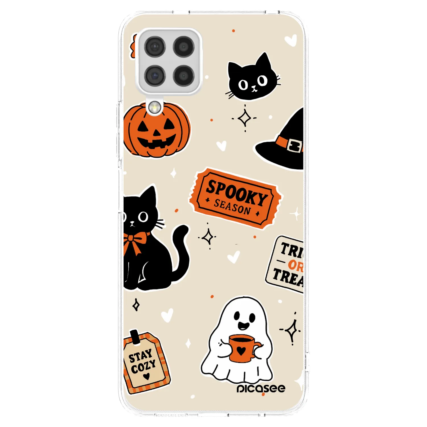 Picasee silikónový prehľadný obal pre Samsung Galaxy A22 A225F 4G - Halloween stickers
