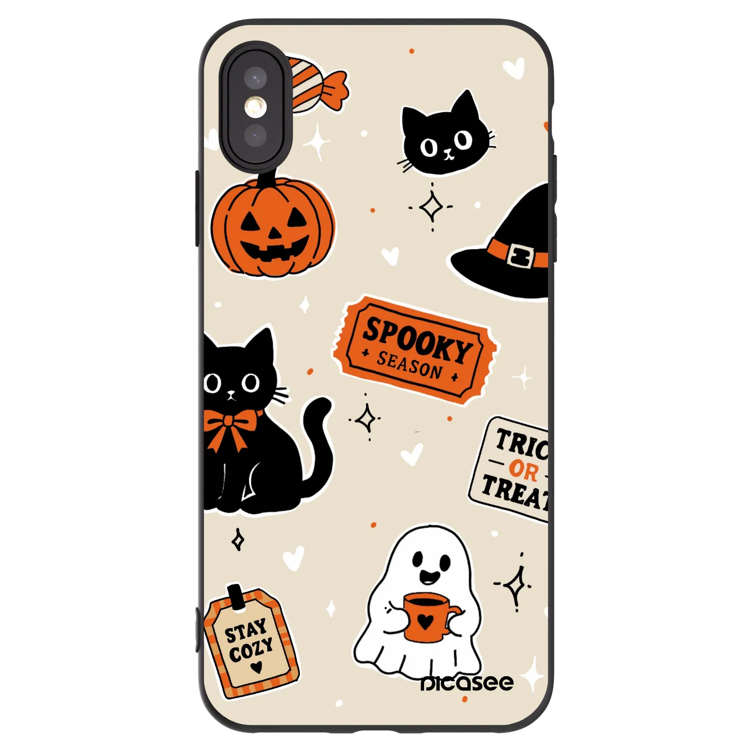 Picasee silikónový čierny obal pre Apple iPhone XS Max - Halloween stickers