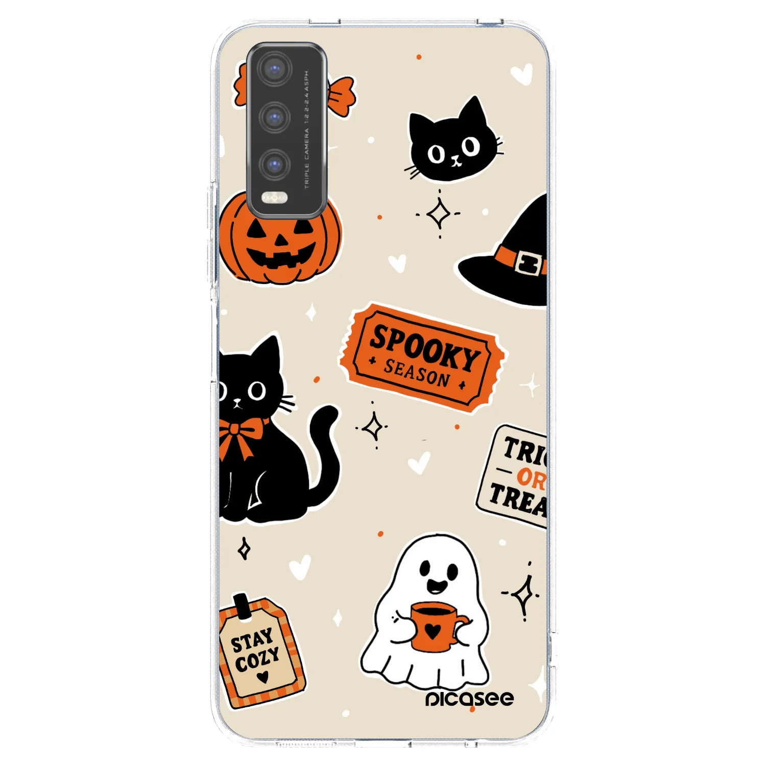 Picasee silikónový prehľadný obal pre Vivo Y20s - Halloween stickers