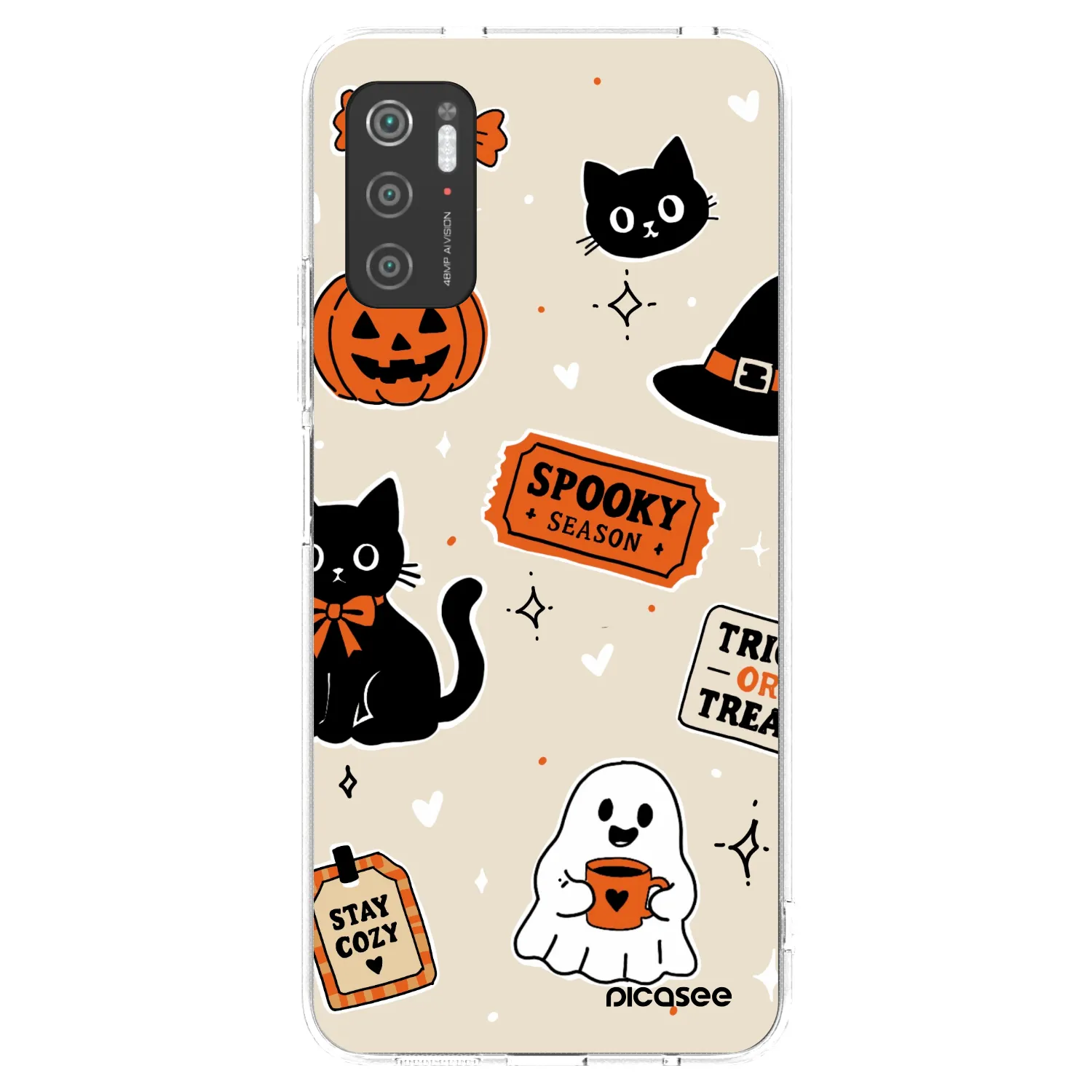 Picasee silikónový prehľadný obal pre Xiaomi Poco M3 Pro 5G - Halloween stickers