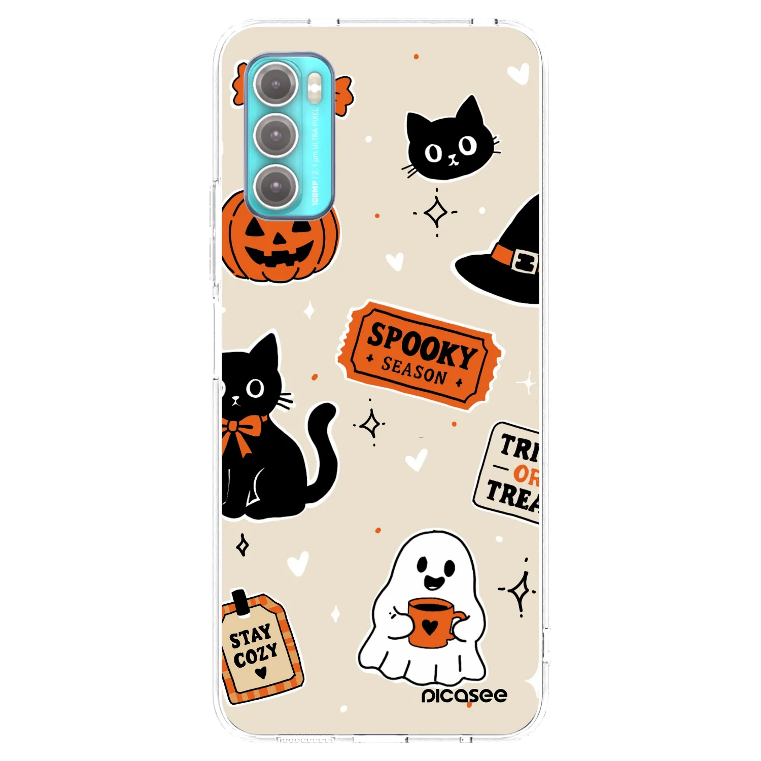 Picasee silikónový prehľadný obal pre Motorola Moto G60 - Halloween stickers