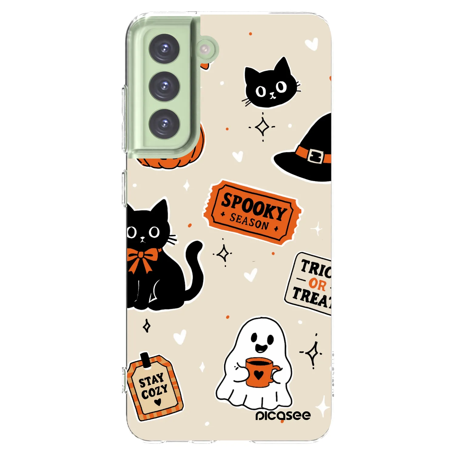 Picasee silikónový prehľadný obal pre Samsung Galaxy S21 FE 5G - Halloween stickers